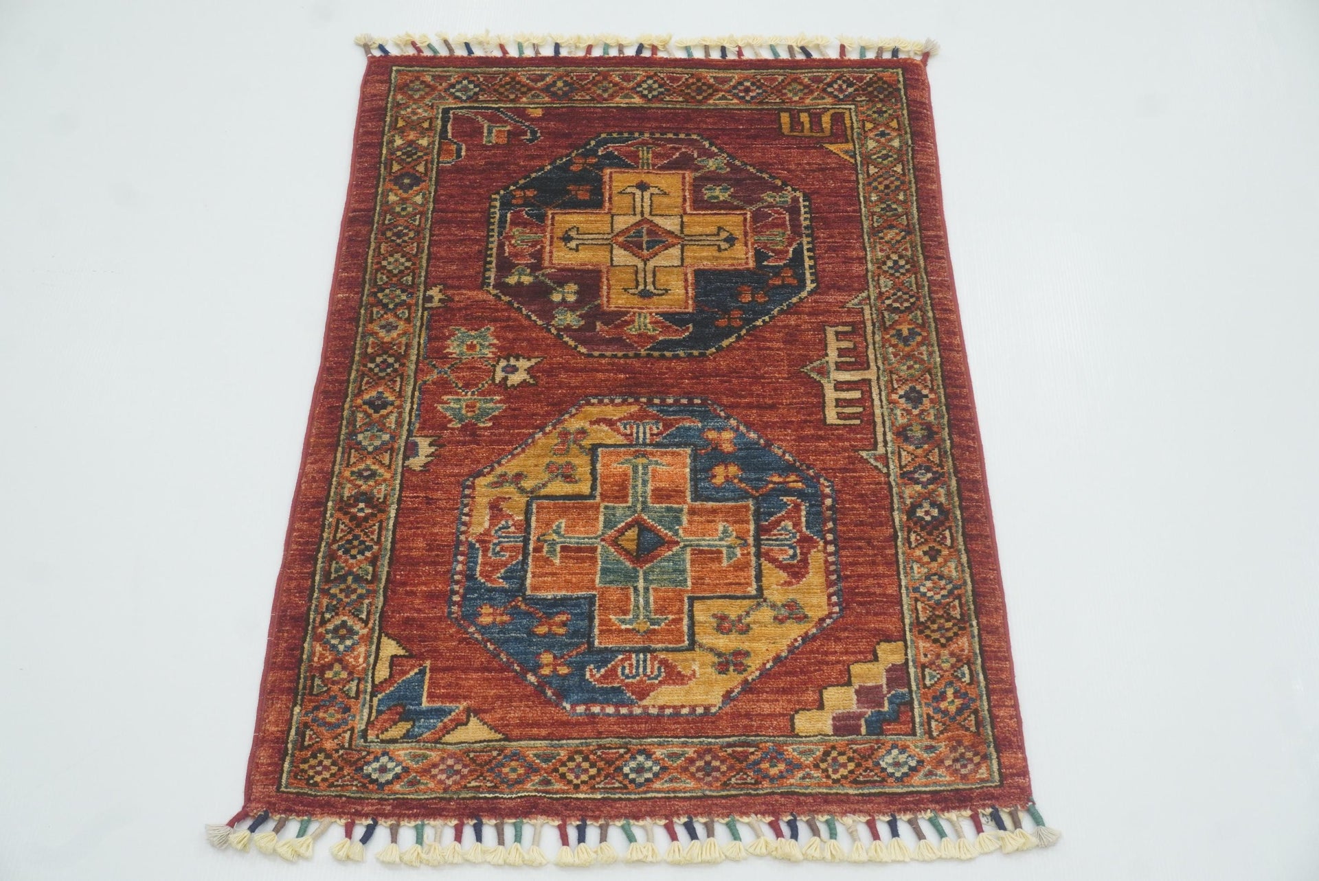 2x3 Red Ersari Afghan Hand knotted wool Rug