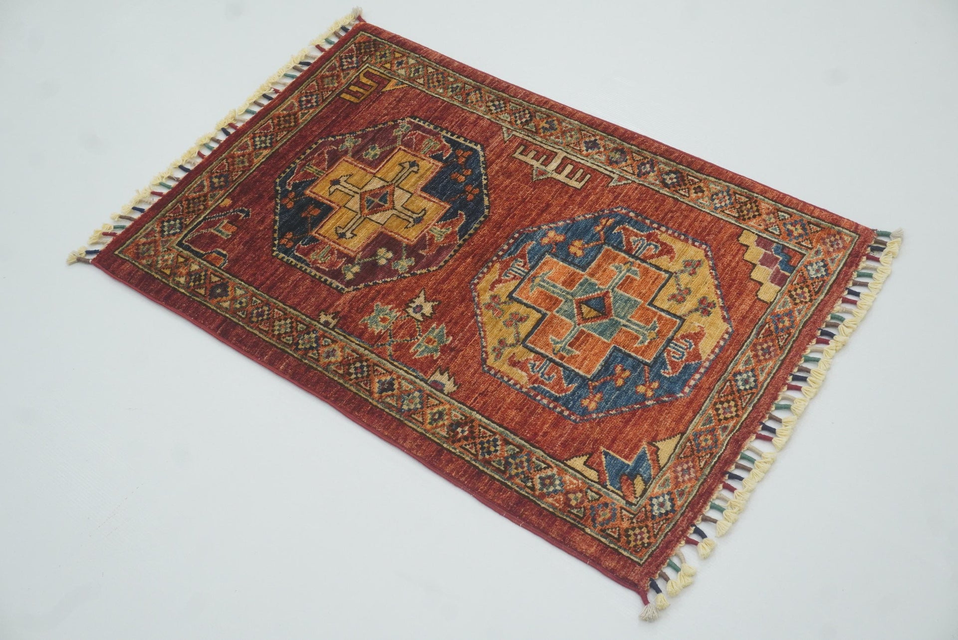 2x3 Red Ersari Afghan Hand knotted wool Rug
