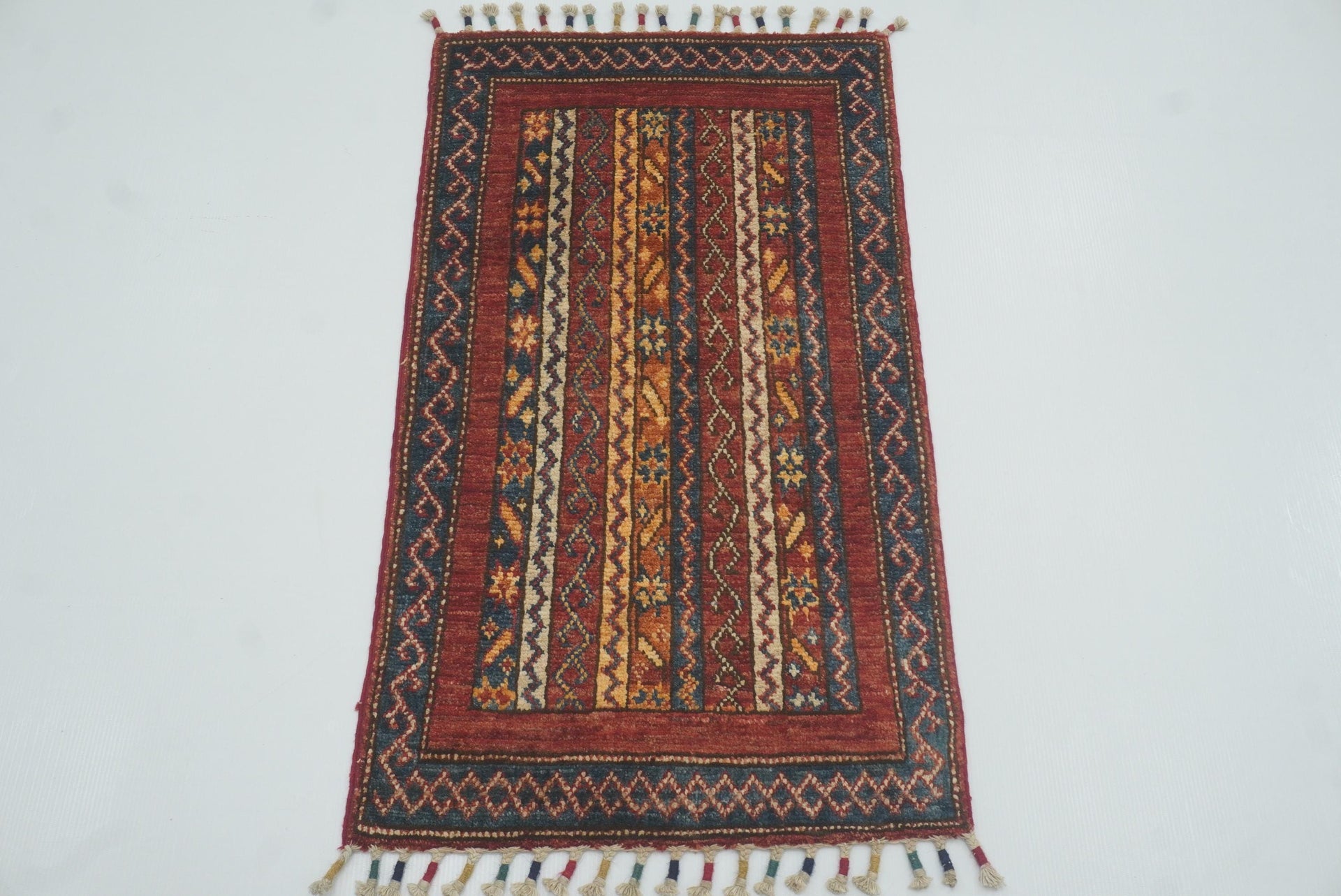 2x3 Red Turkish Hand-Knotted Wool Rug