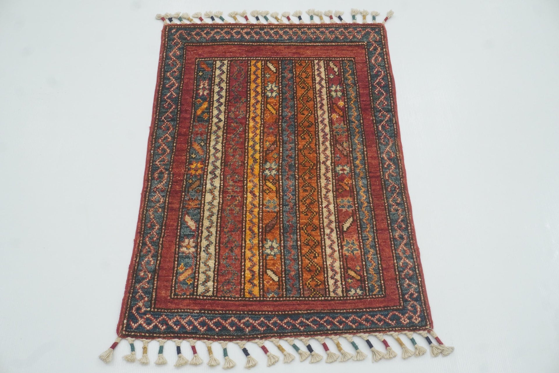 2x3 Red Turkish Hand-Knotted Wool Rug