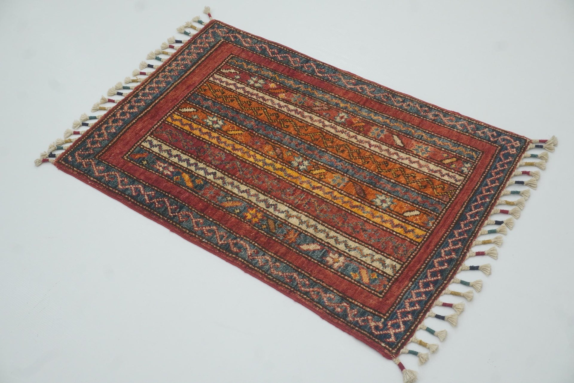2x3 Red Turkish Hand-Knotted Wool Rug