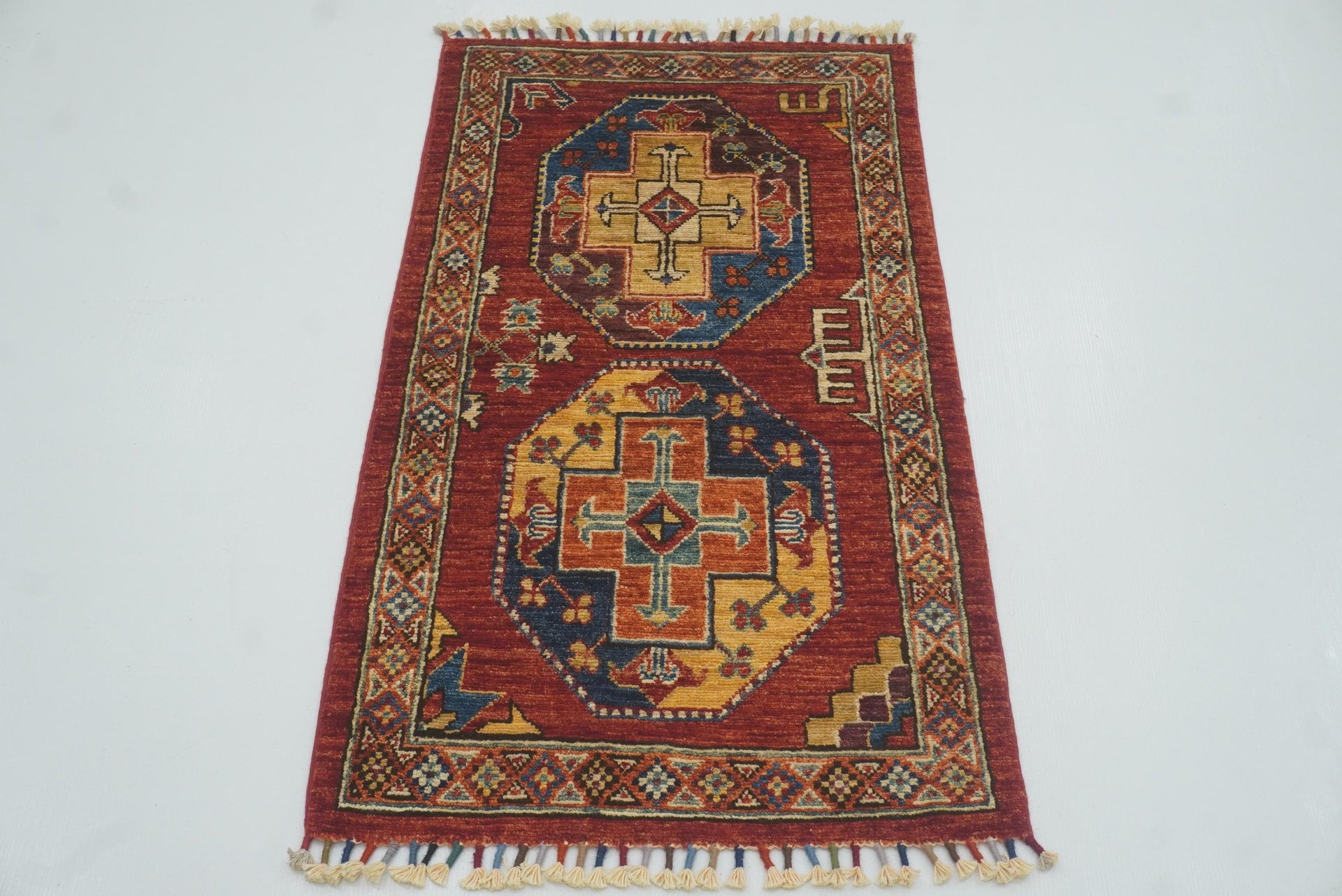 2'x3'6" Red Ersari Afghan Hand knotted wool Rug