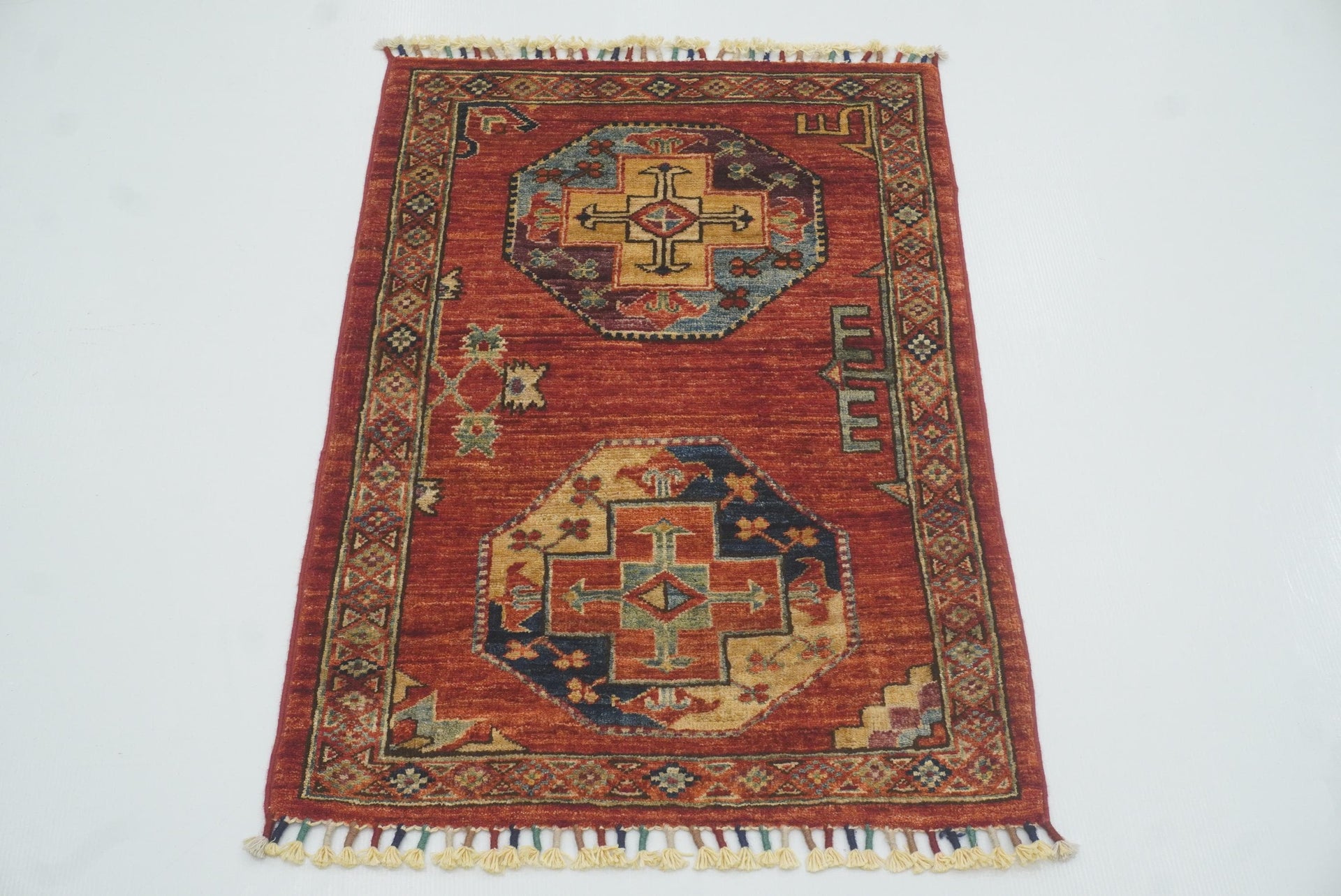 2x3 Red Ersari Afghan Hand knotted wool Rug