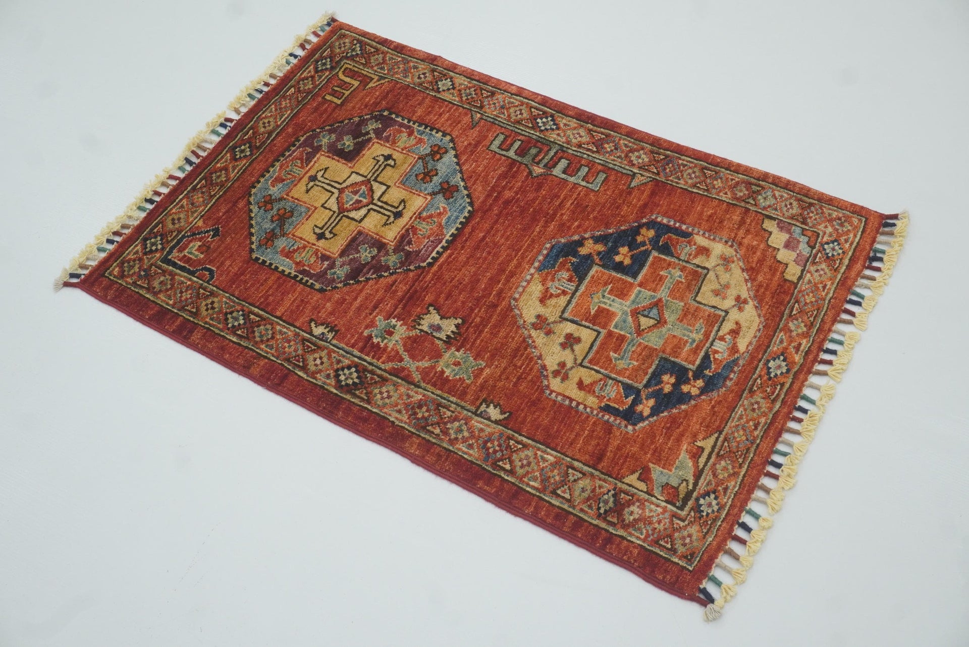2x3 Red Ersari Afghan Hand knotted wool Rug