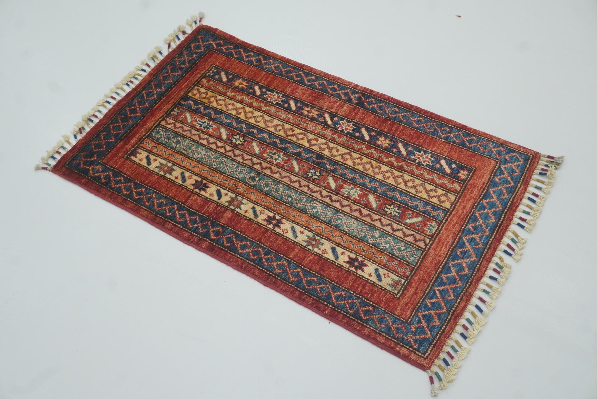 2x3 Red Turkish Hand-Knotted Wool Rug