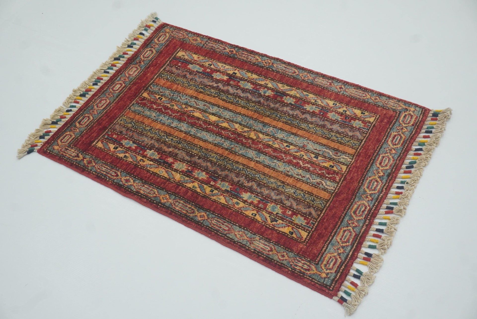 2x3 Red Turkish Hand-Knotted Wool Rug