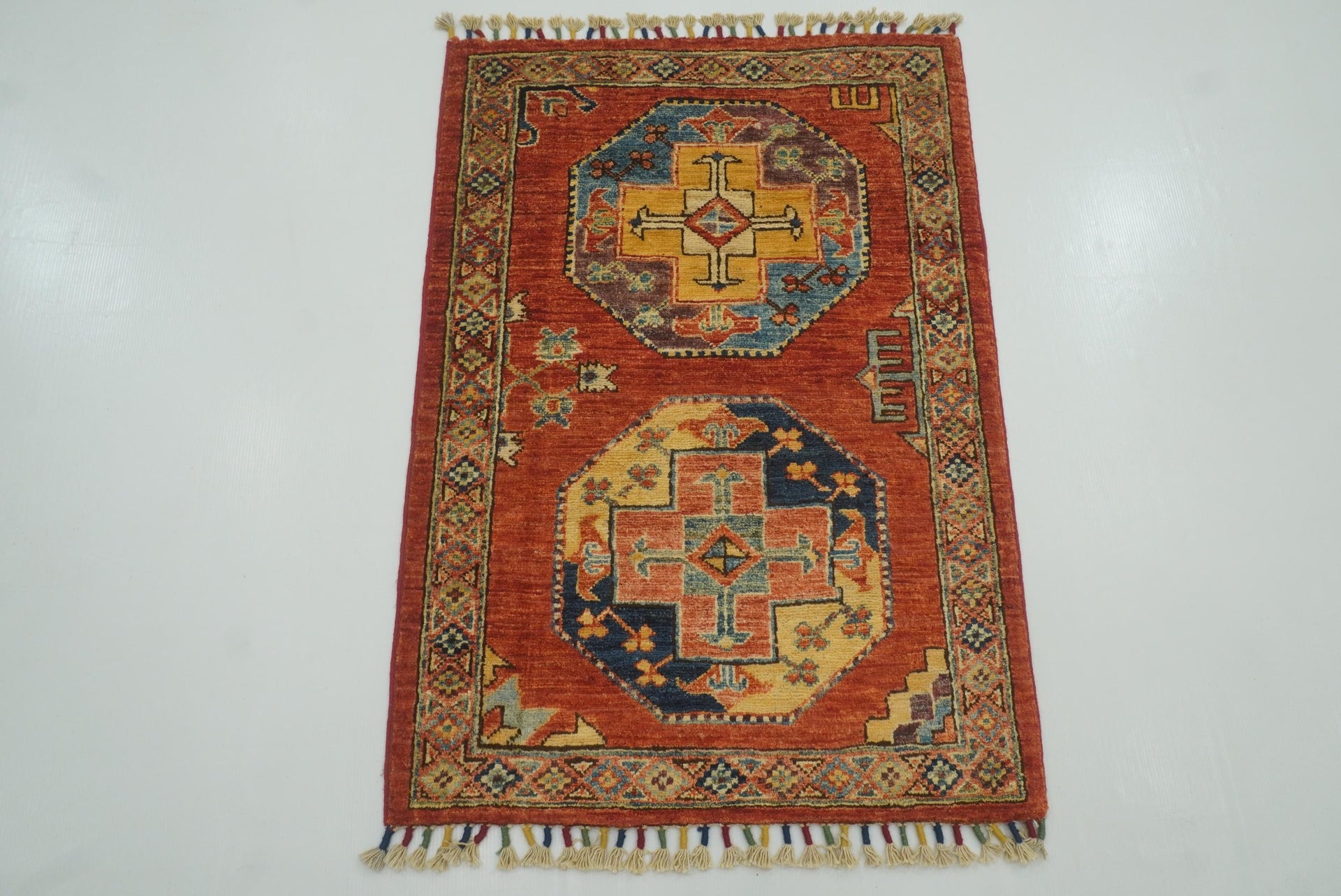 2x3 Red Ersari Afghan Hand knotted wool Rug
