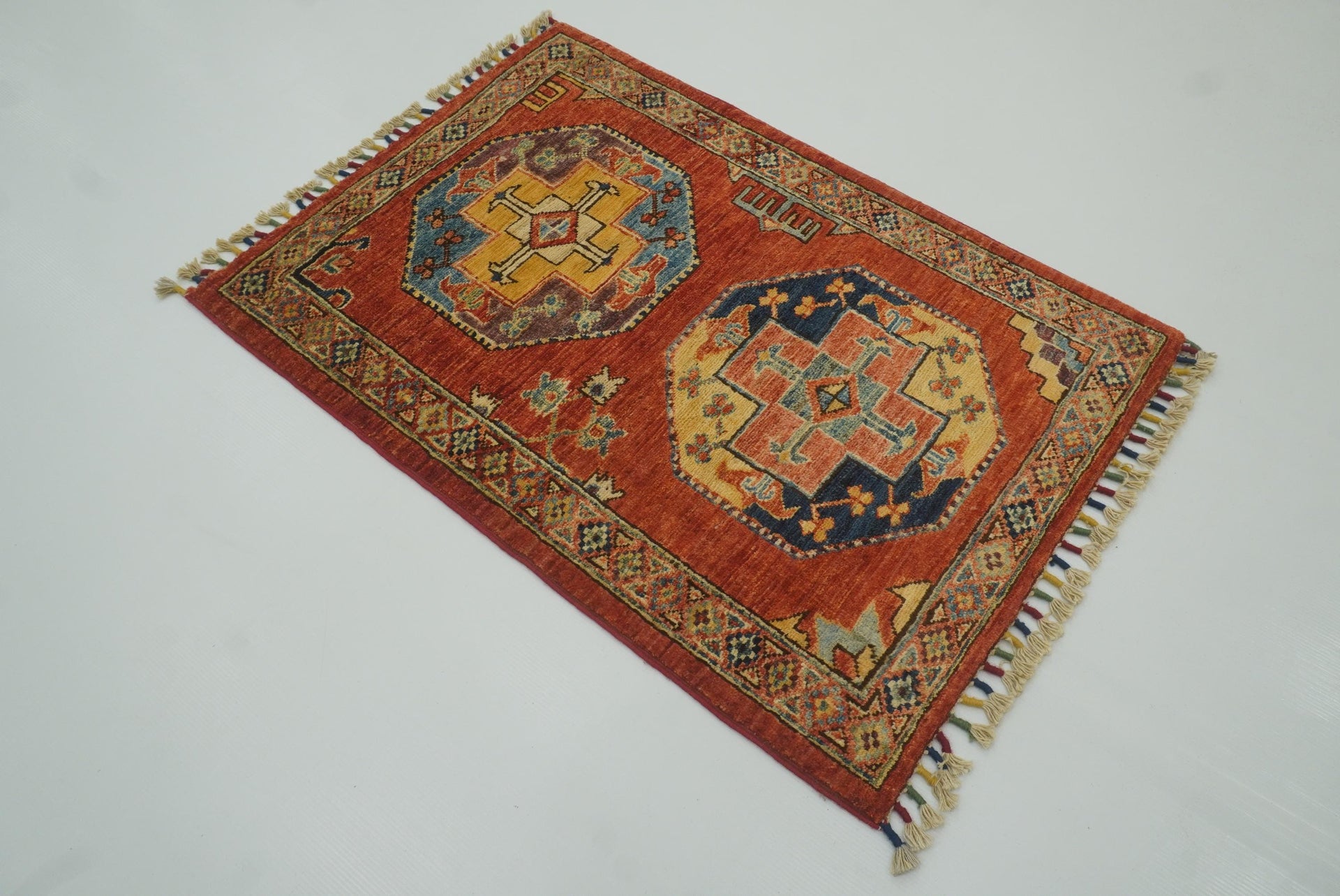 2x3 Red Ersari Afghan Hand knotted wool Rug