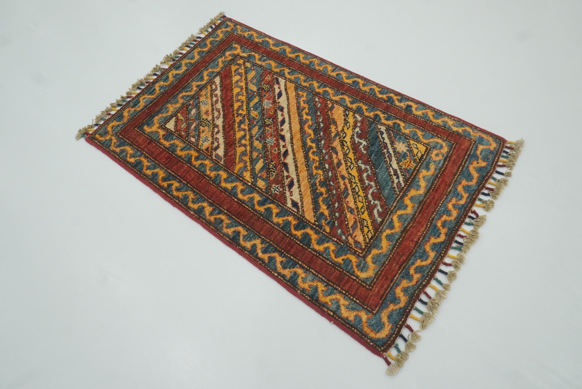 2x3 Red Turkish Hand-Knotted Wool Rug