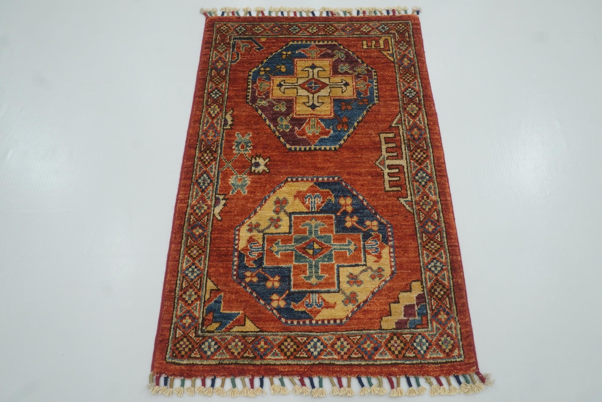 2x3 Red Ersari Afghan Hand knotted wool Rug