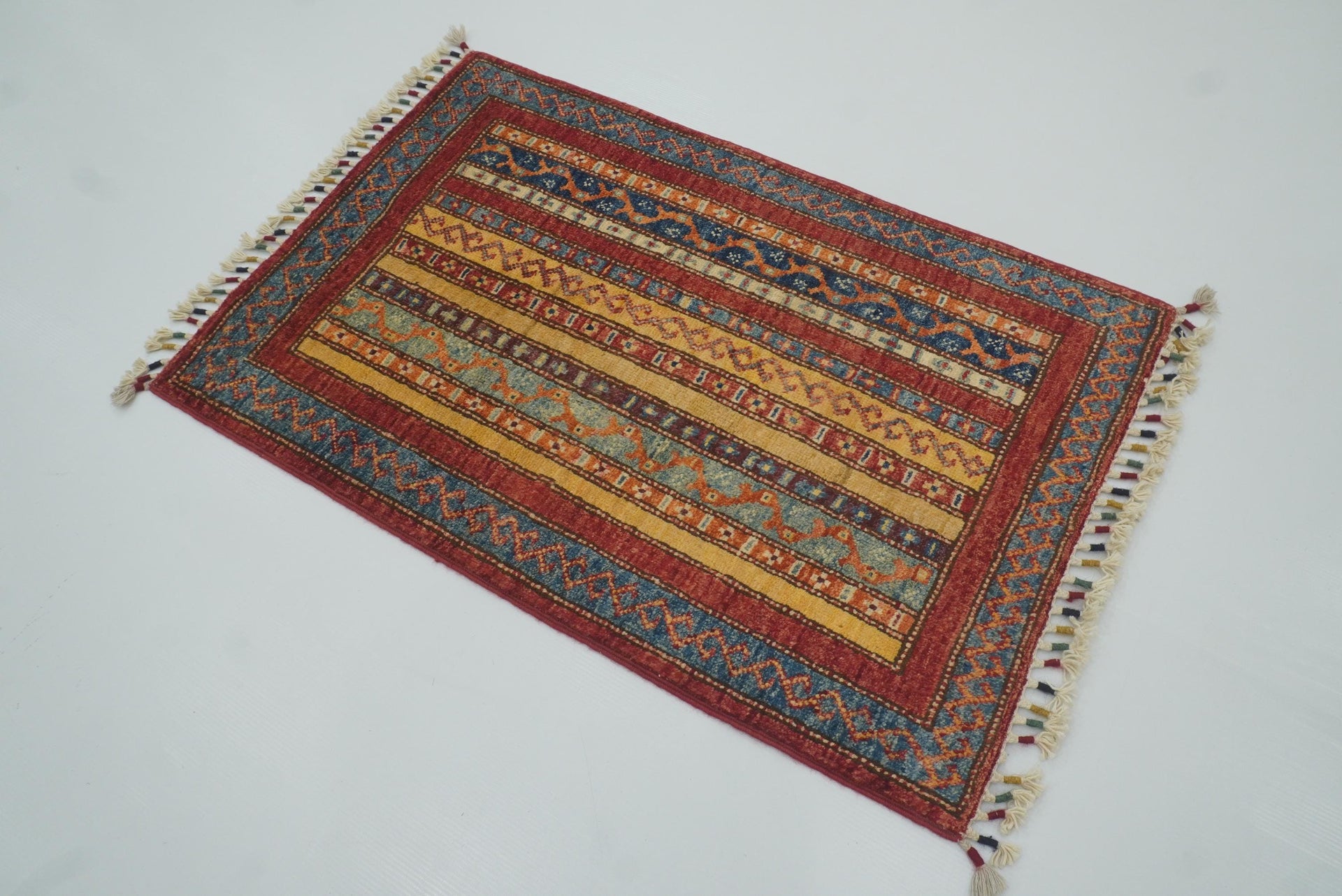 2x3 Red Turkish Hand-Knotted Wool Rug
