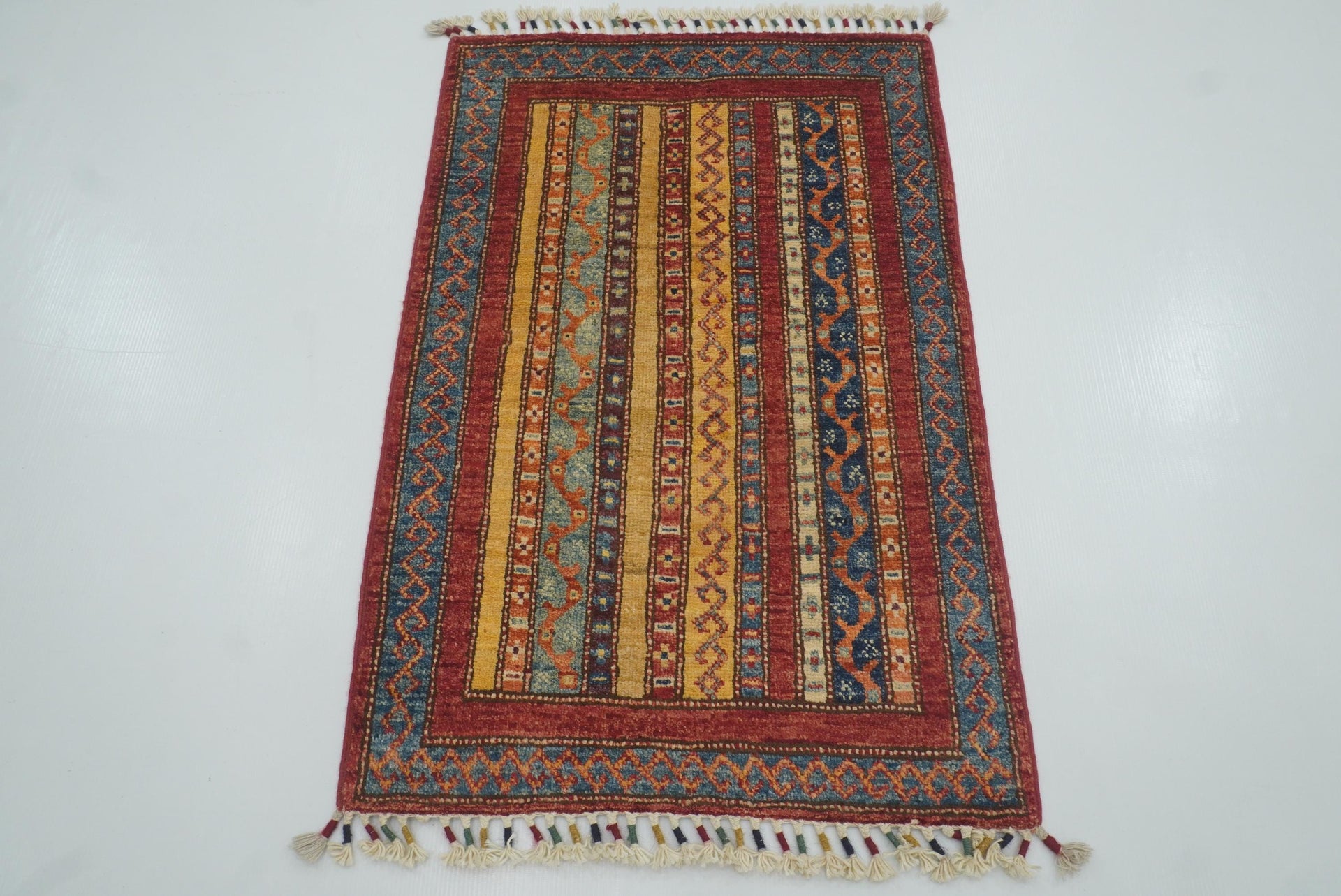 2x3 Red Turkish Hand-Knotted Wool Rug