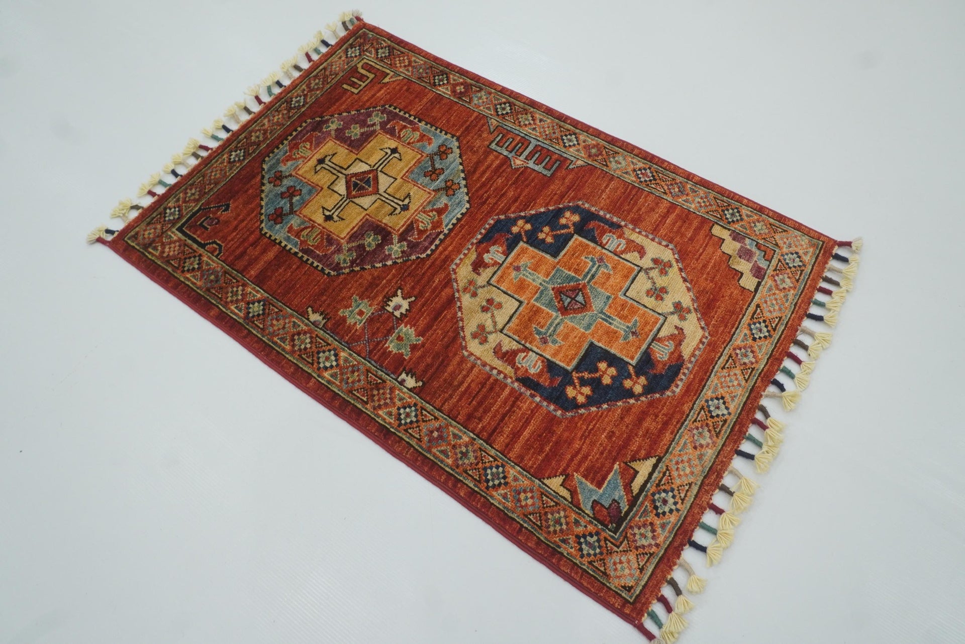 2x3 Red Ersari Afghan Hand knotted Rug