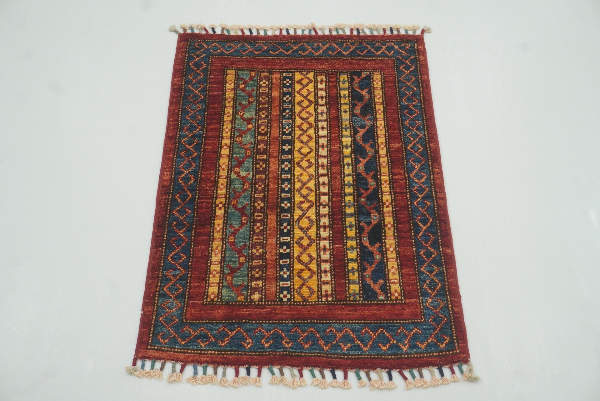2x3 Red Turkish Hand-Knotted Wool Rug