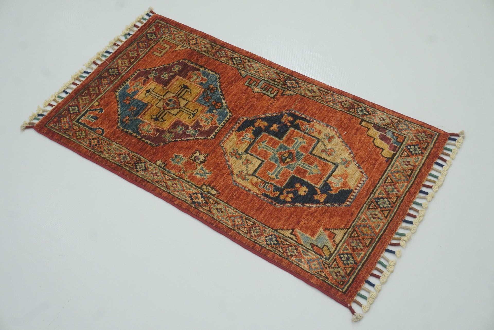 2x3 Red Ersari Afghan Hand knotted Rug