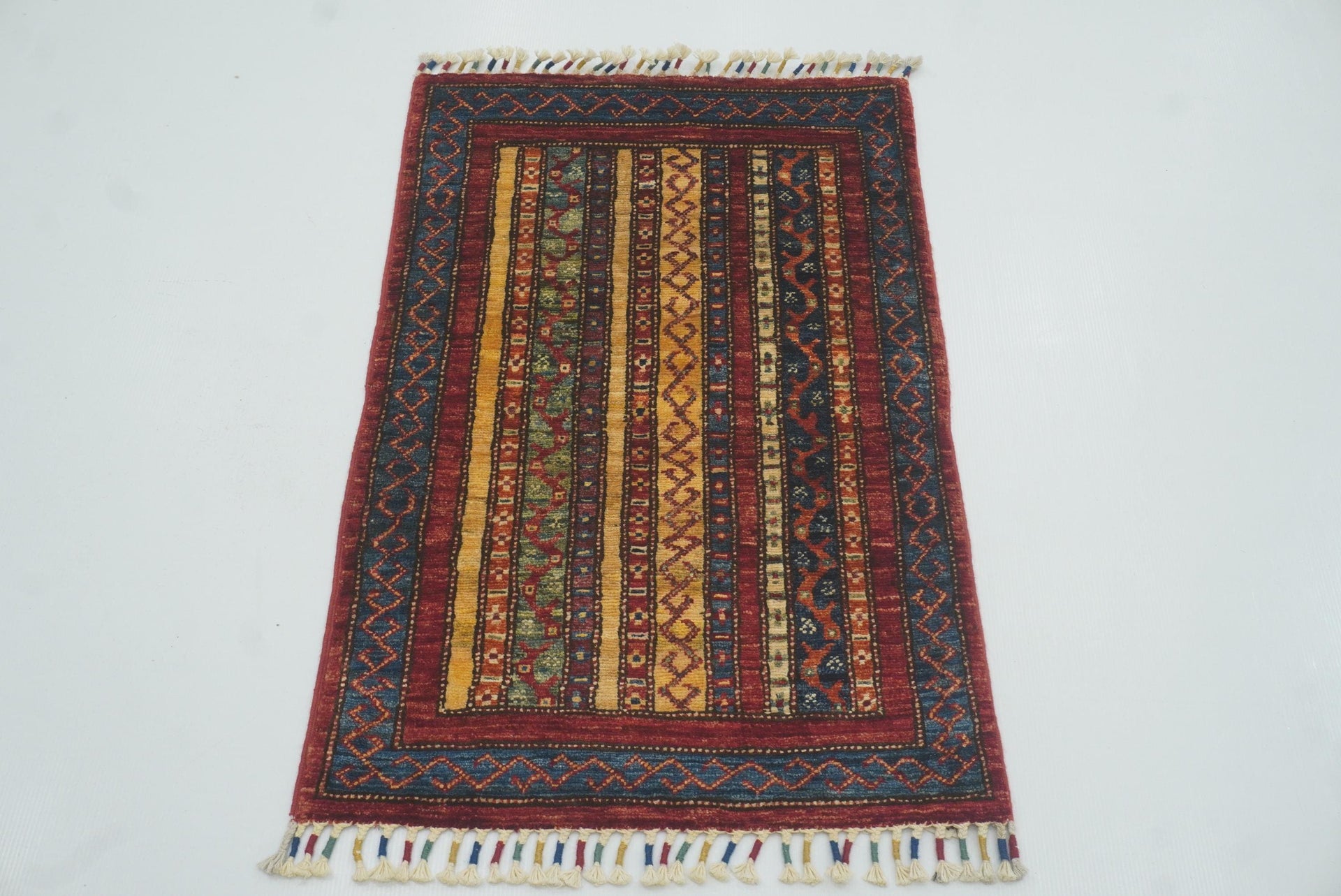 2x3 Red Turkish Hand-Knotted Wool Rug