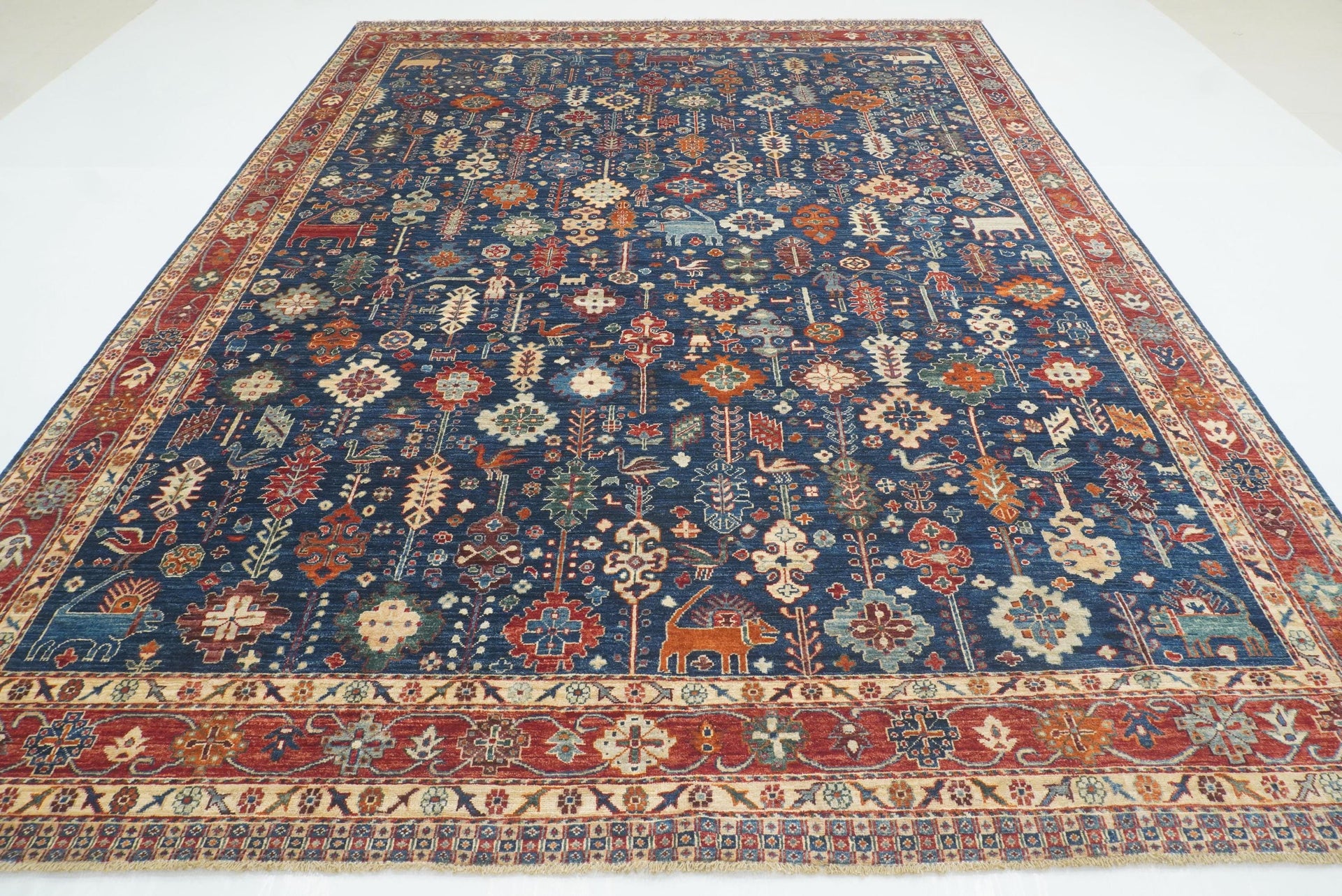 9x12 Gabbeh Navy Blue Afghan Hand knotted Wool Oriental Rug