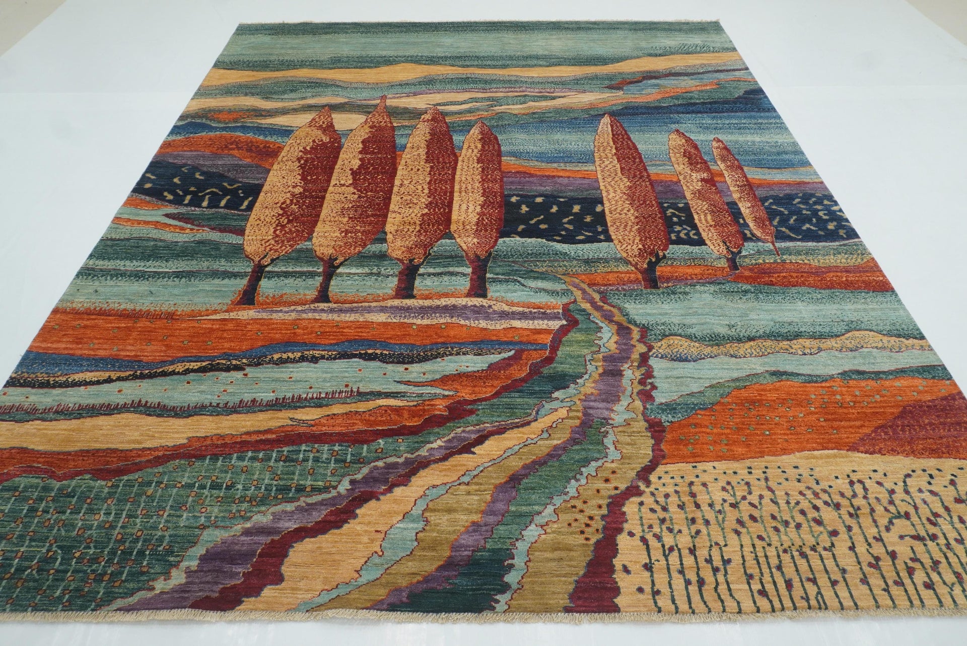 8x10 Green Gabbeh Afghan Tree of Life Hand knotted Wool Rug