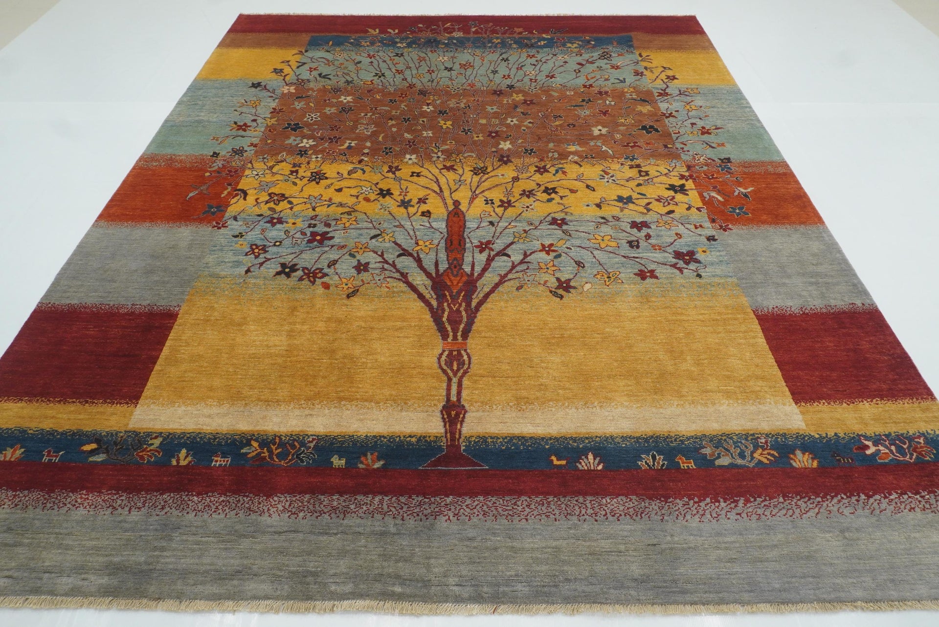 8x10 Tree of Life Afghan Hand-Knotted Wool Gabbeh Rug