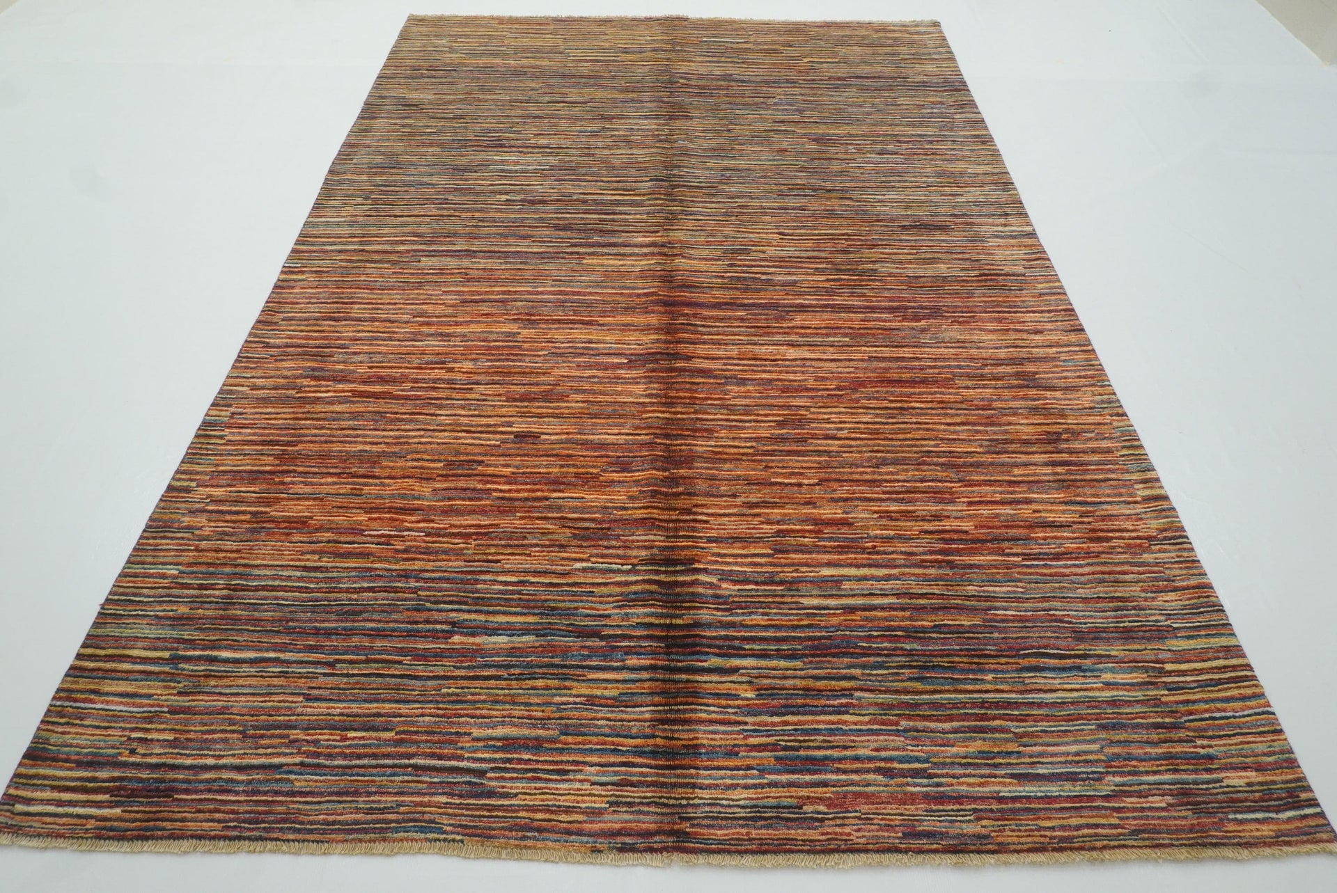 6'4"x9'6" Striped Gabbeh Afghan Hand knotted Wool Rug