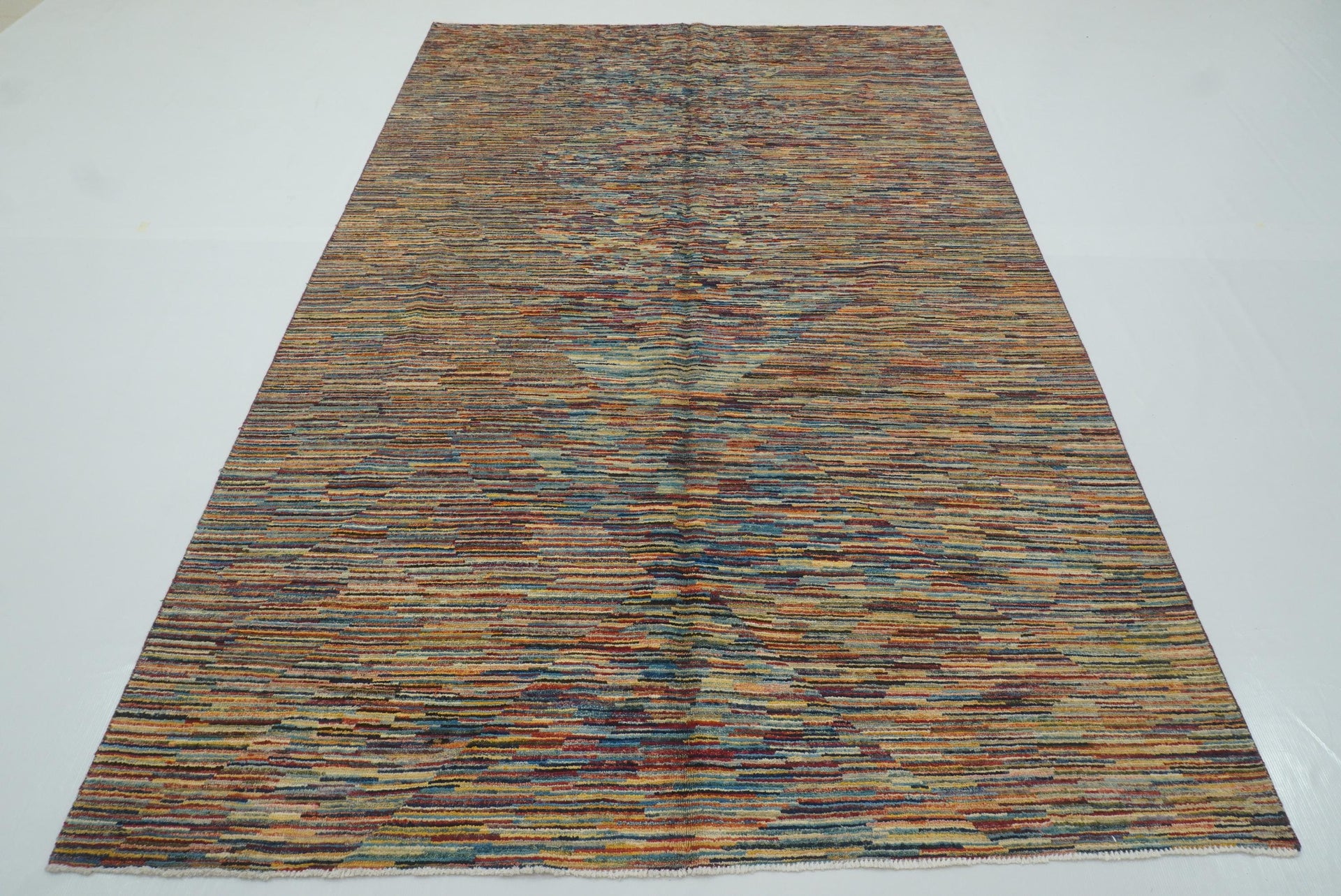 6x9 Striped Gabbeh Multicolor Afghan Hand knotted Wool Rug