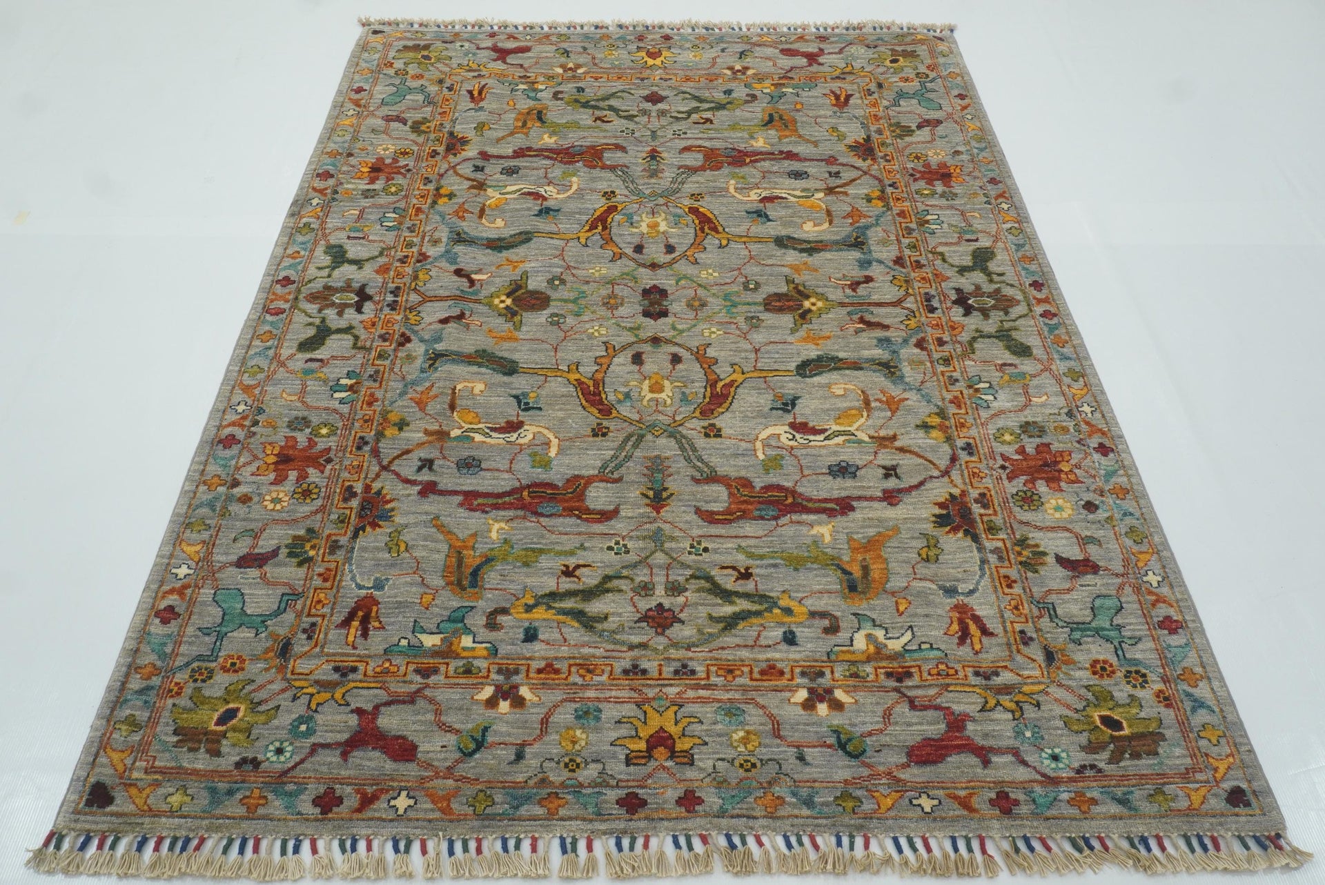 5x7 Blueish Gray Waziri Afghan Hand knotted Wool Oriental Rug