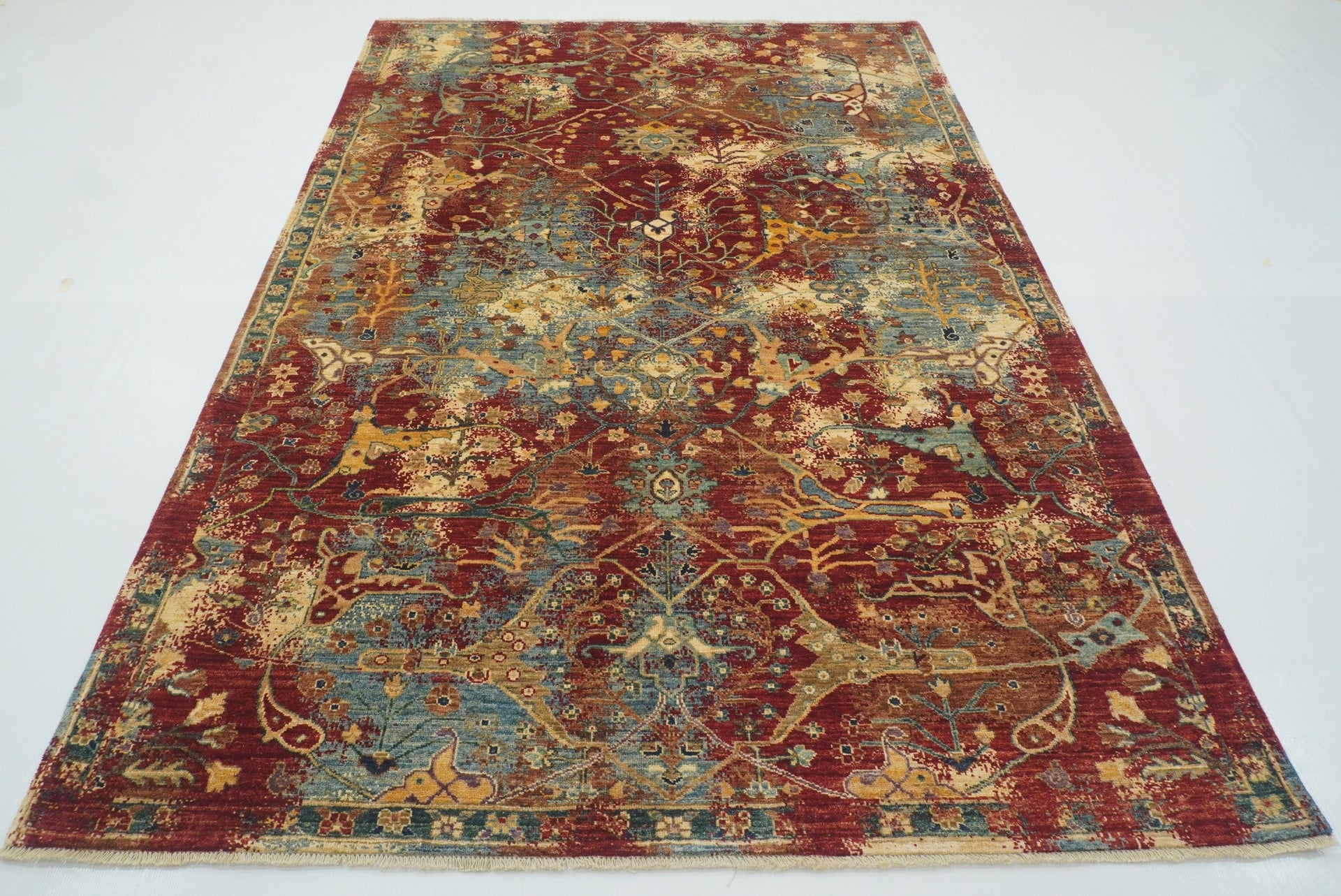 6x8 Red Bidjar Afghan Hand-Knotted Wool Oriental Rug