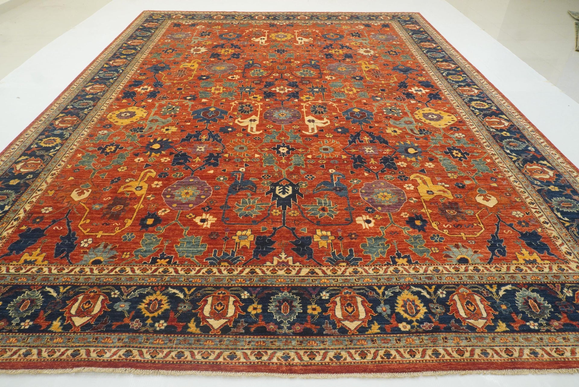 12x15 Red Bidjar Afghan Hand-Knotted Wool Oriental Rug
