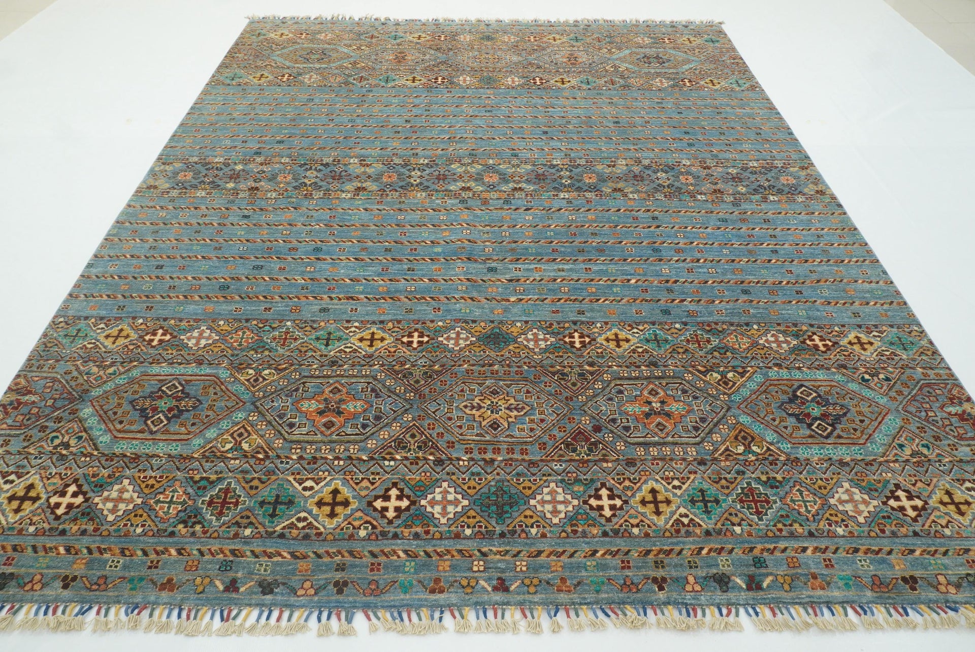8x10 Blue Khorjin Afghan Hand knotted Wool Rug