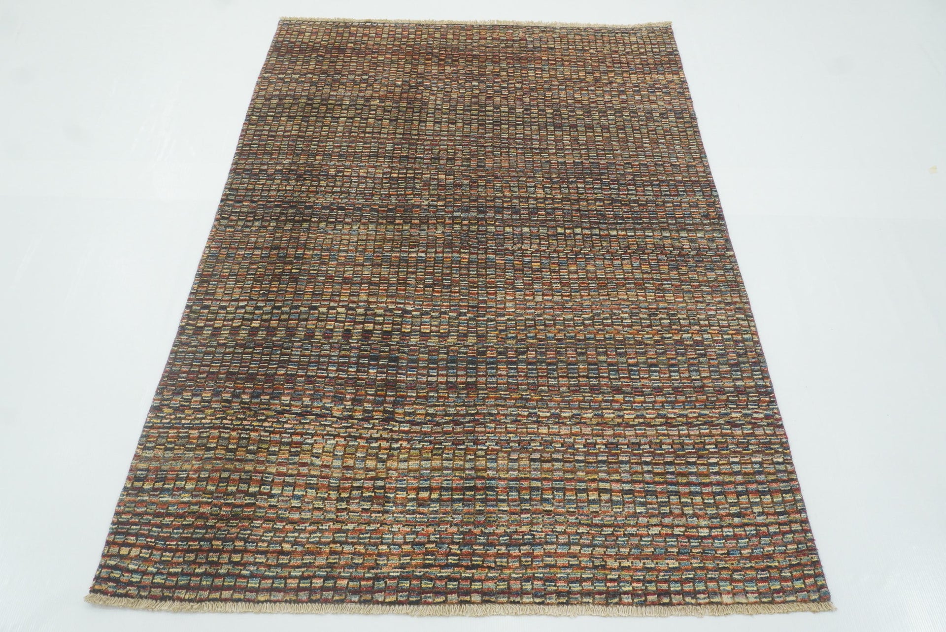 4x6 Gabbeh Multicolor Hand-Knotted Afghan Wool Rug