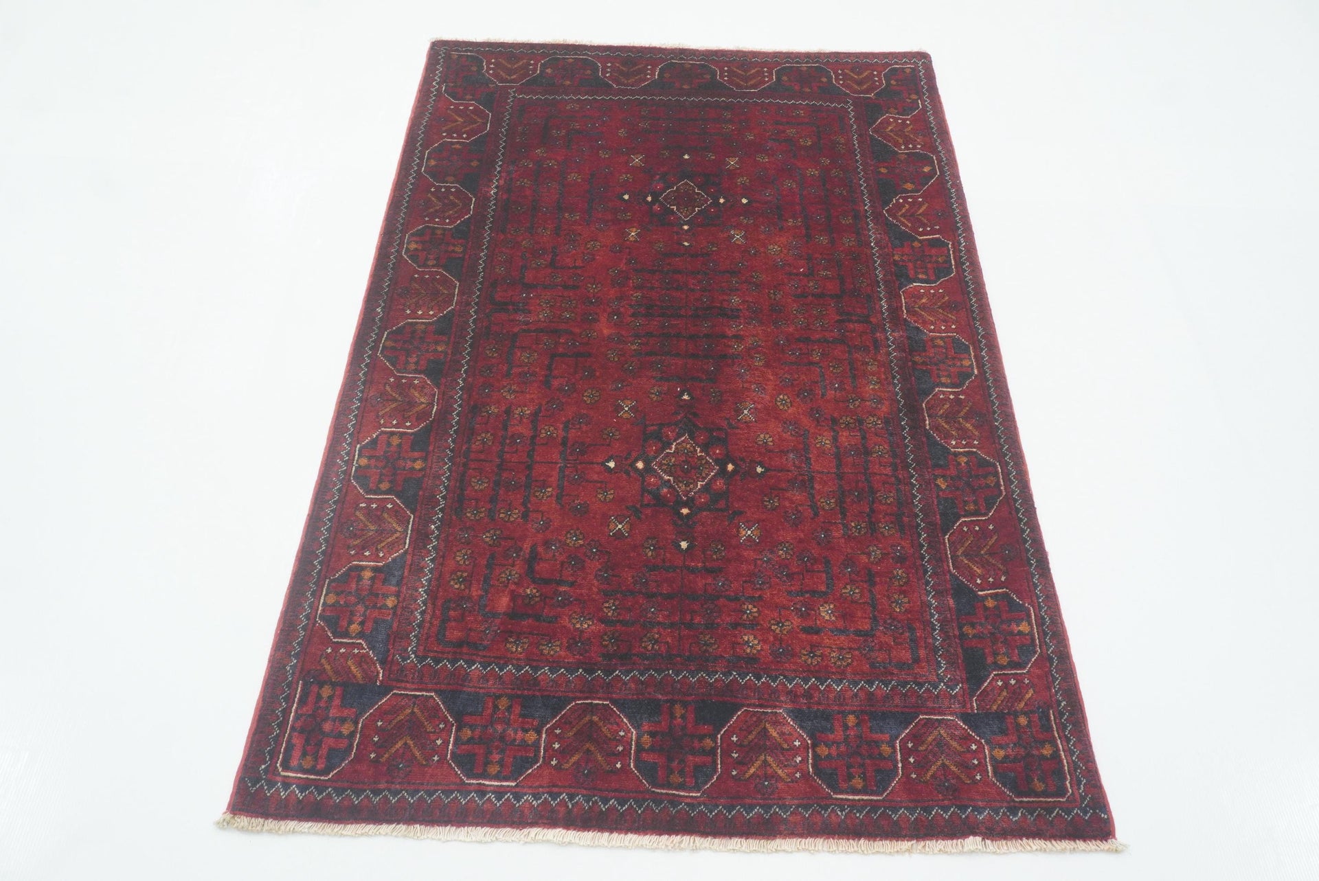 3x5 Red Afghan Khal Mohammadi Hand-Knotted Rug