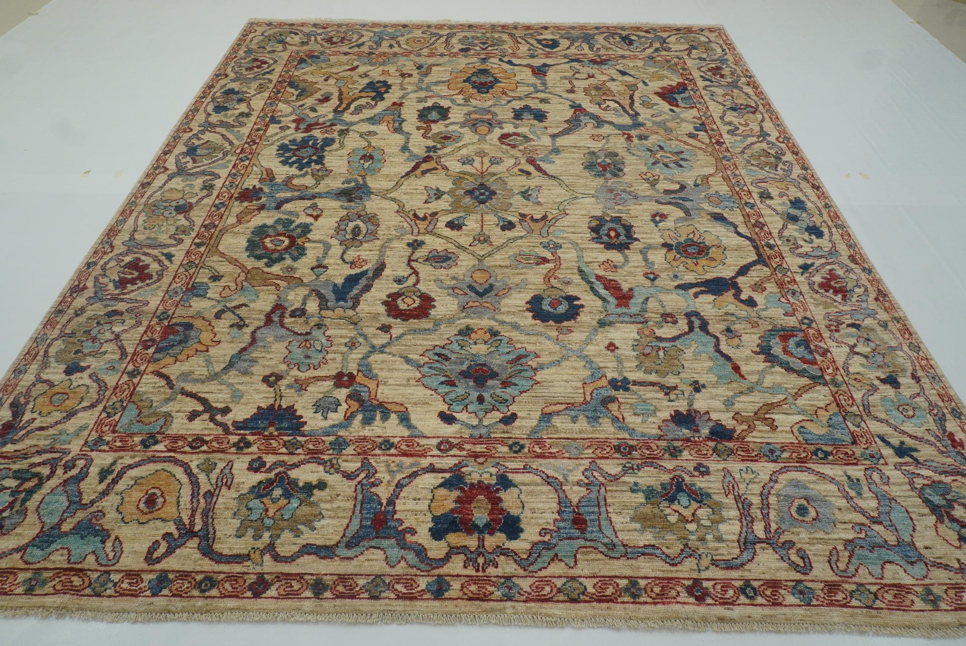 8x10 Beige Oushak Hand knotted Wool Oriental Rug