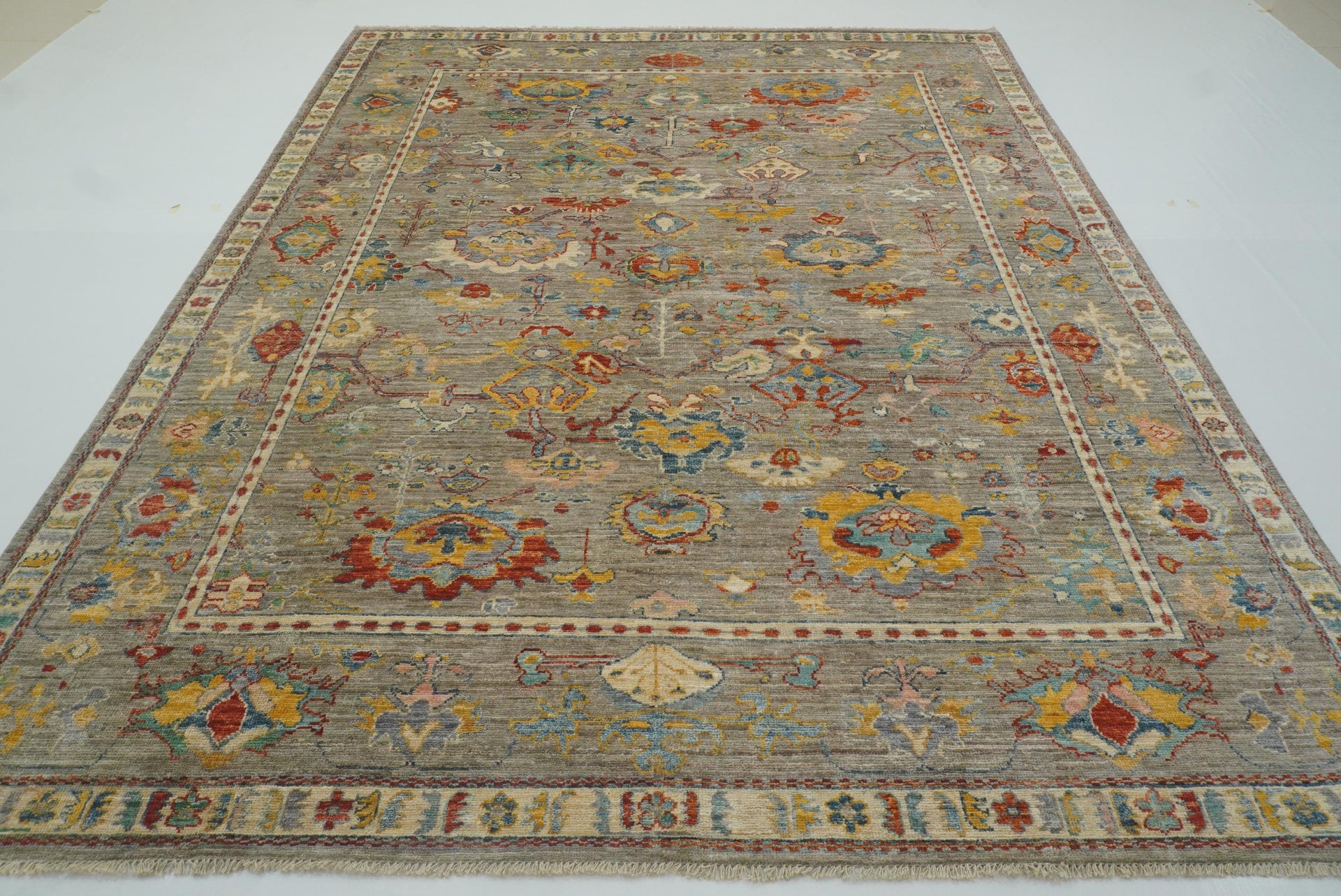 8x10 Oushak Taupe Gray Hand knotted Wool Oriental Rug
