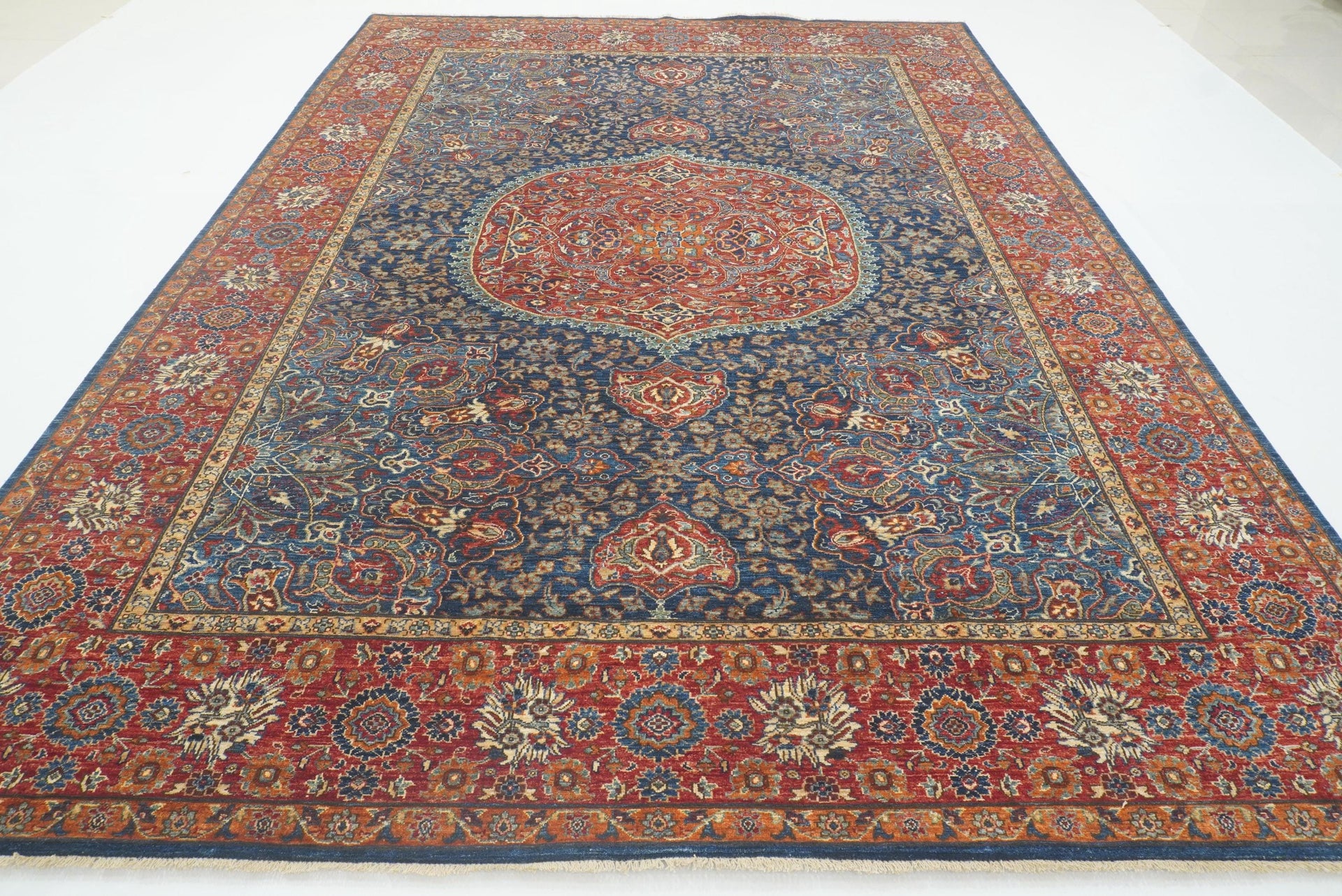 9x12 Navy Blue Hereke Hand Knotted Wool Oriental Rug - Yildiz Rugs