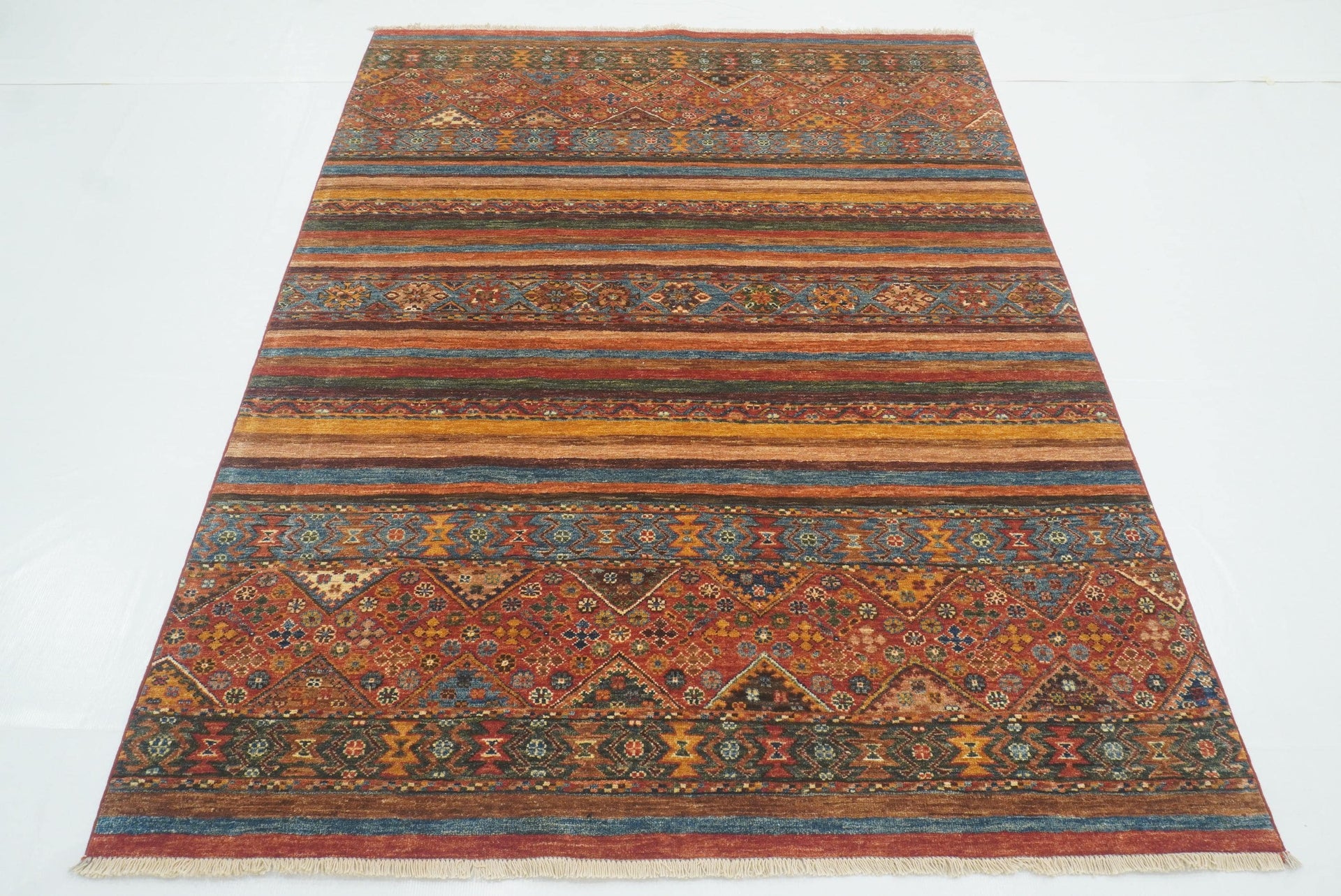 5x7 Red Khorjin Afghan Hand-Knotted Tribal Wool Rug - Yildiz Rugs