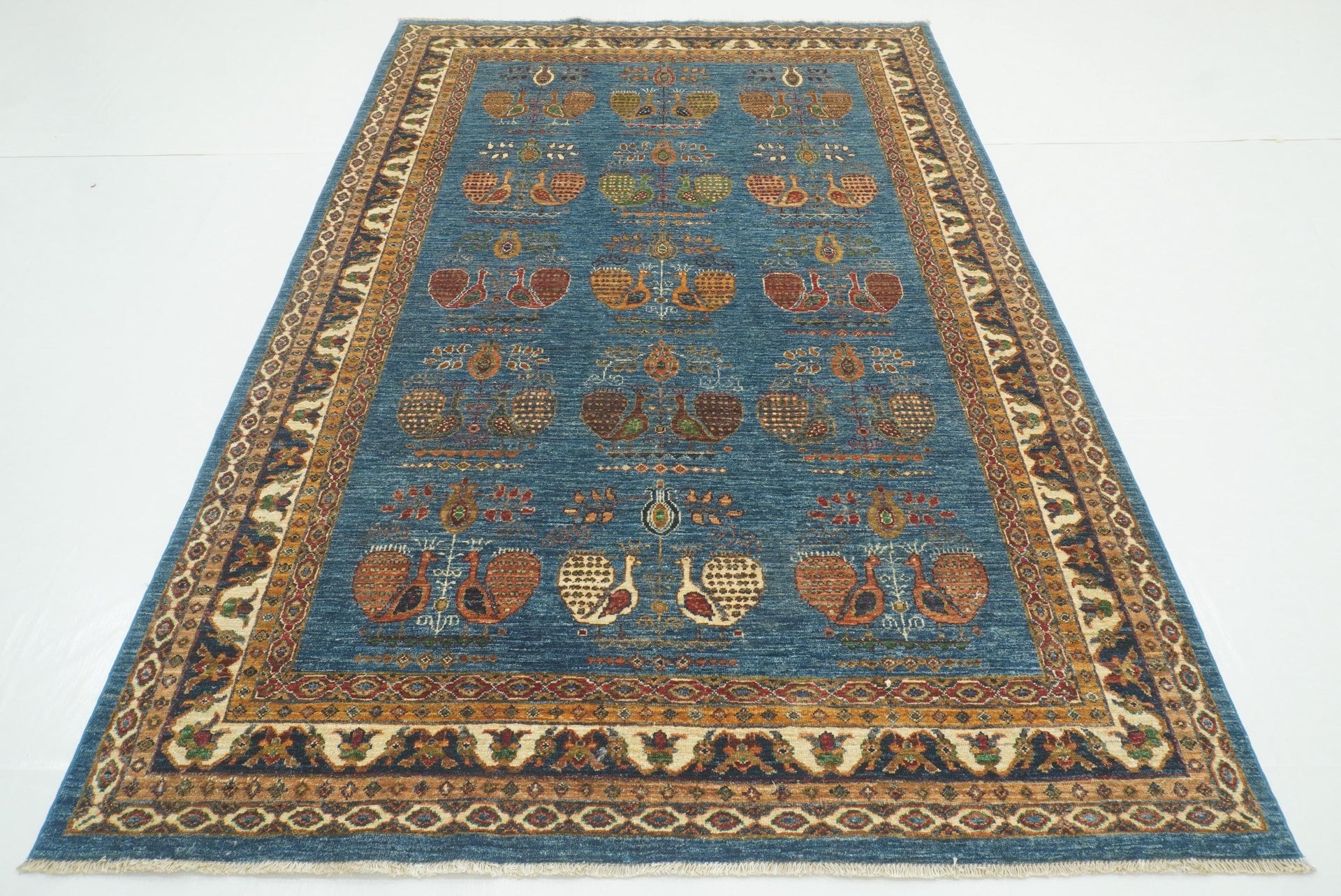 5'7"x8'4" Blue Bird Gabbeh Afghan Hand knotted Area Rug - Yildiz Rugs