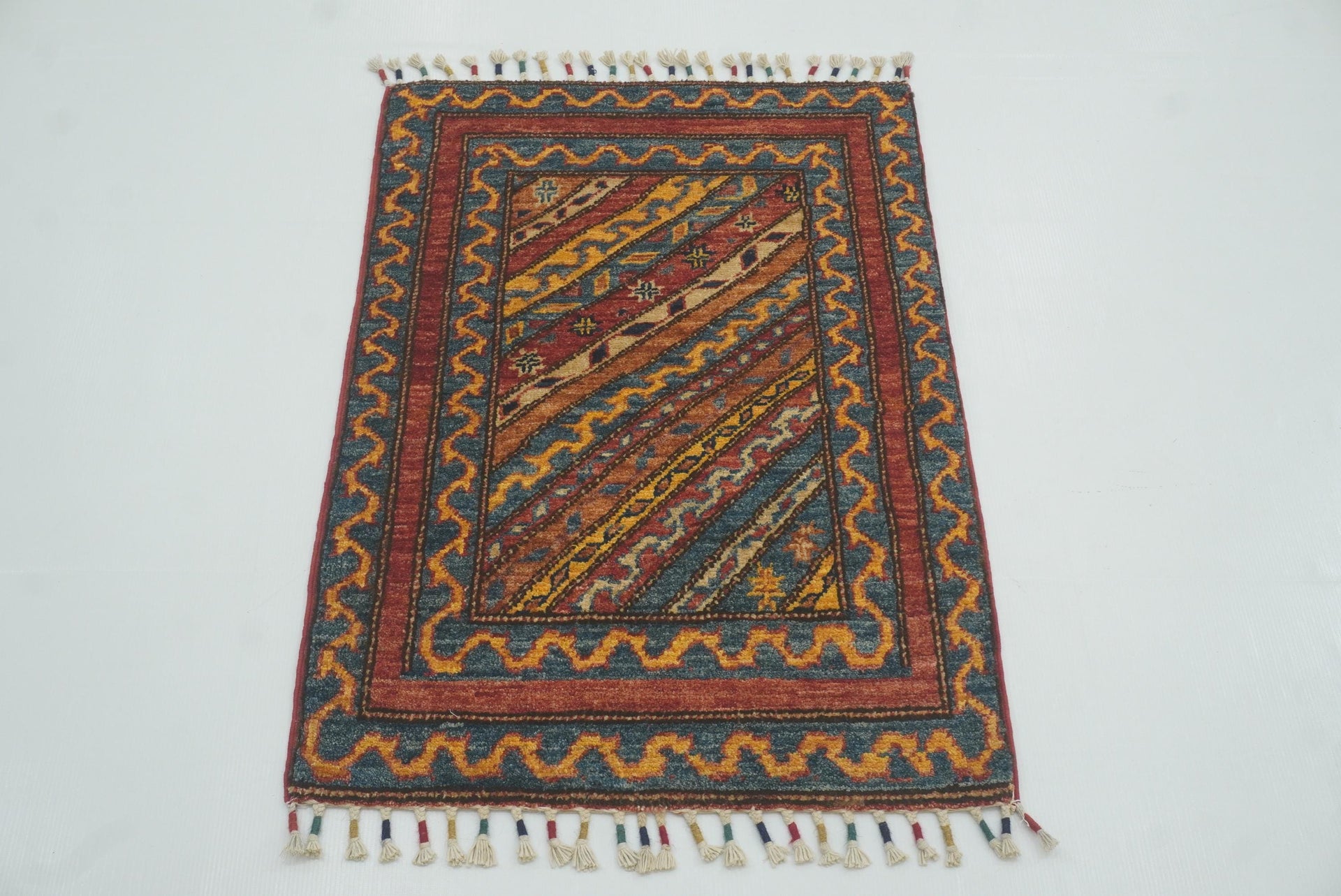 2x3 Red Turkish Hand-Knotted Wool Rug