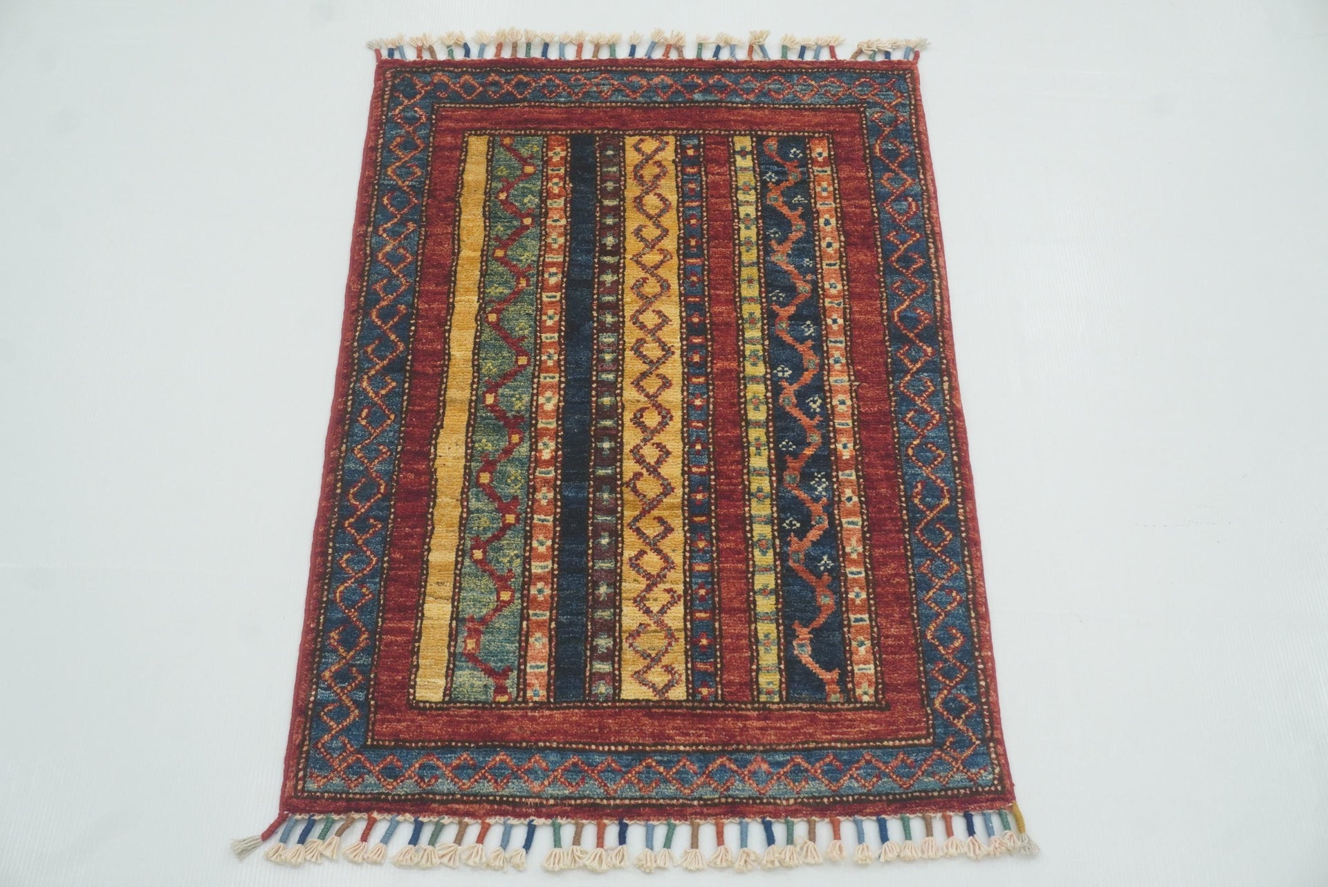 2x3 Red Turkish Hand-Knotted Wool Rug
