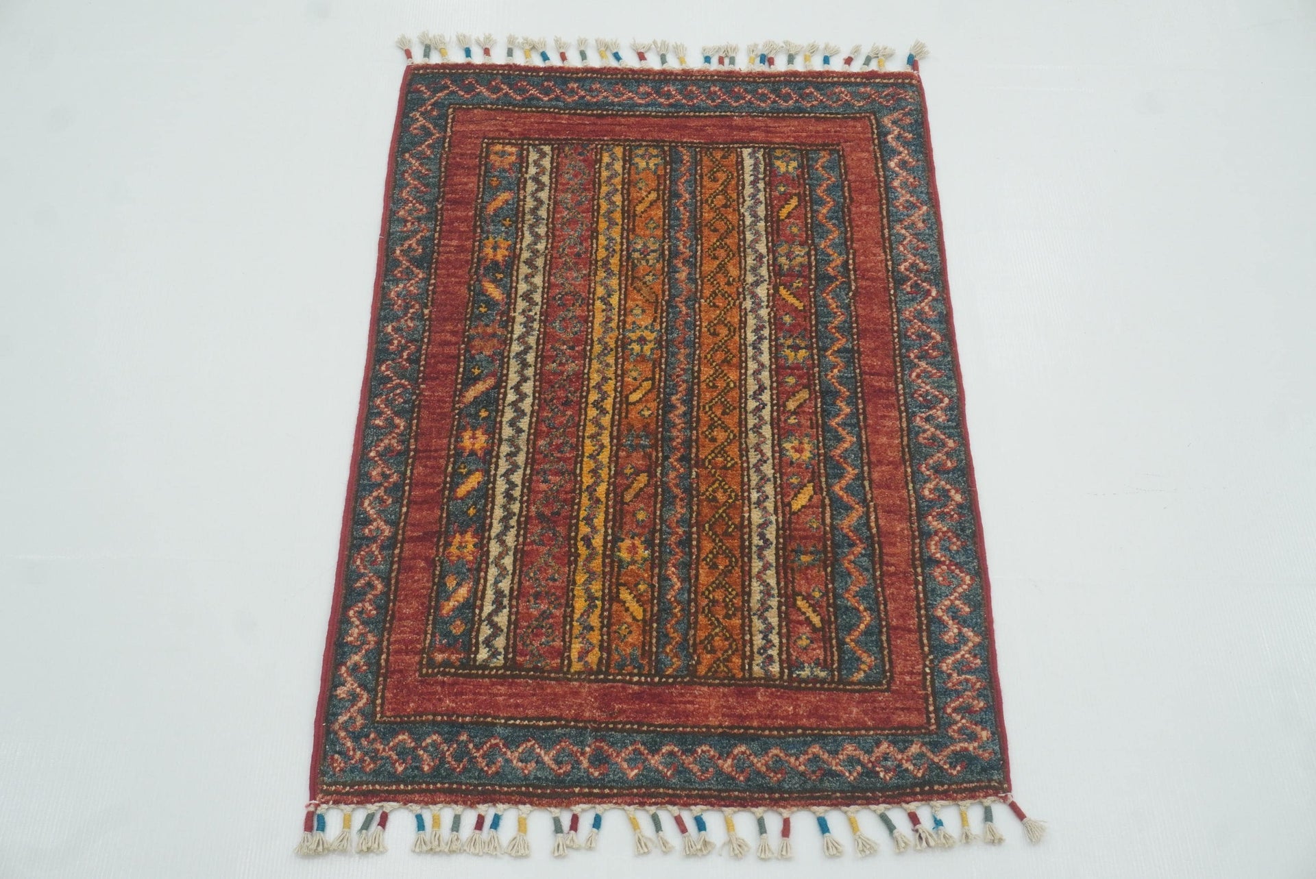 2x3 Red Turkish Hand-Knotted Wool Rug