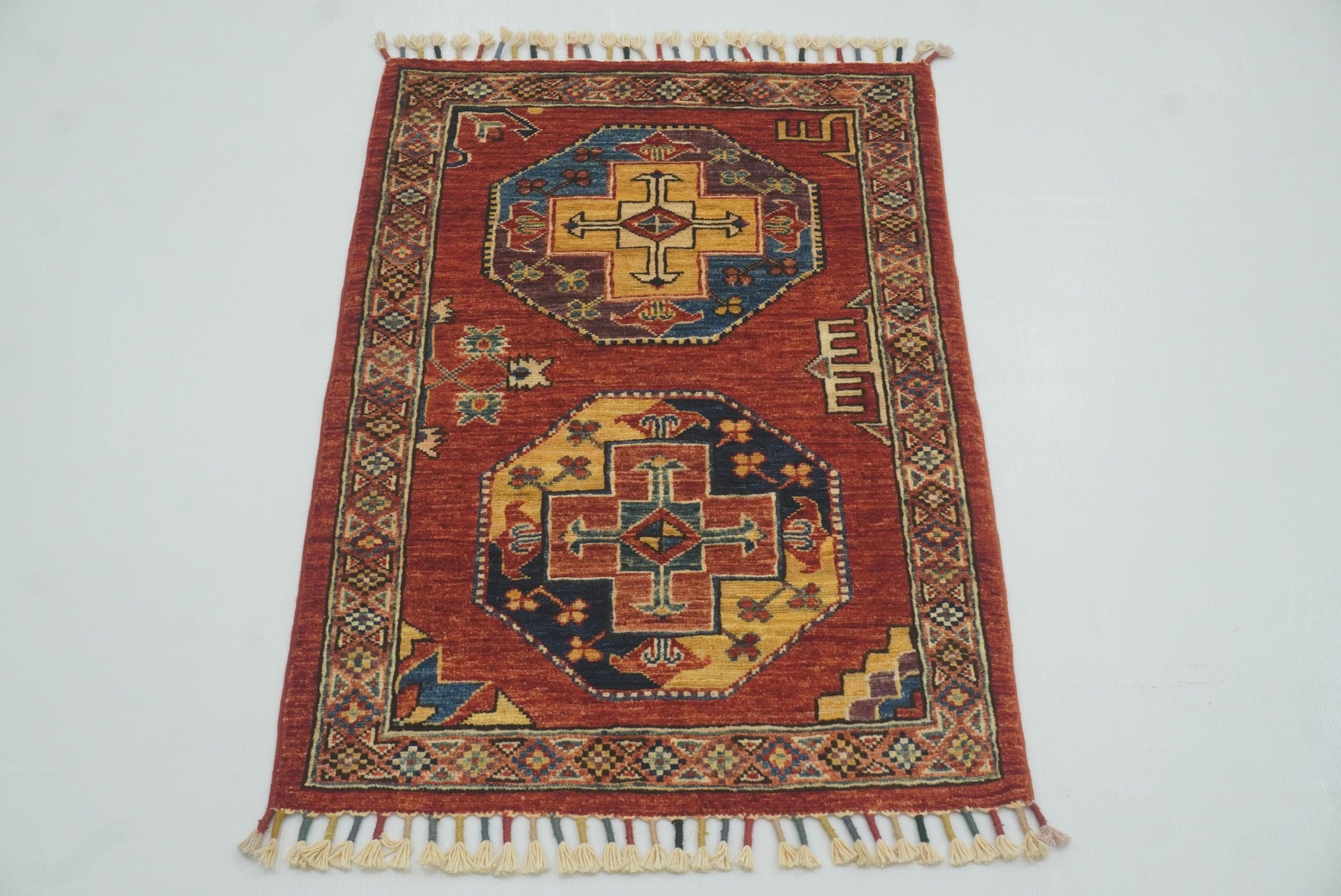 2x3 Red Ersari Afghan Hand knotted Rug