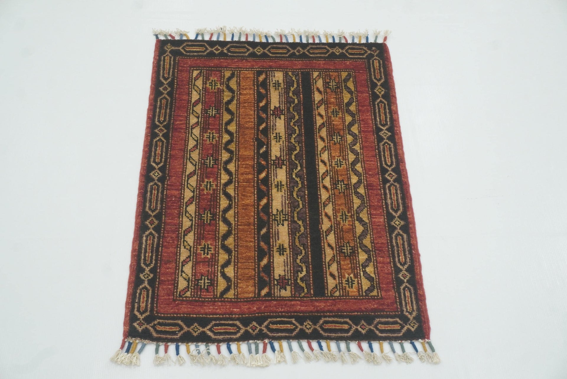 2x3 Red Turkish Hand-Knotted Wool Rug