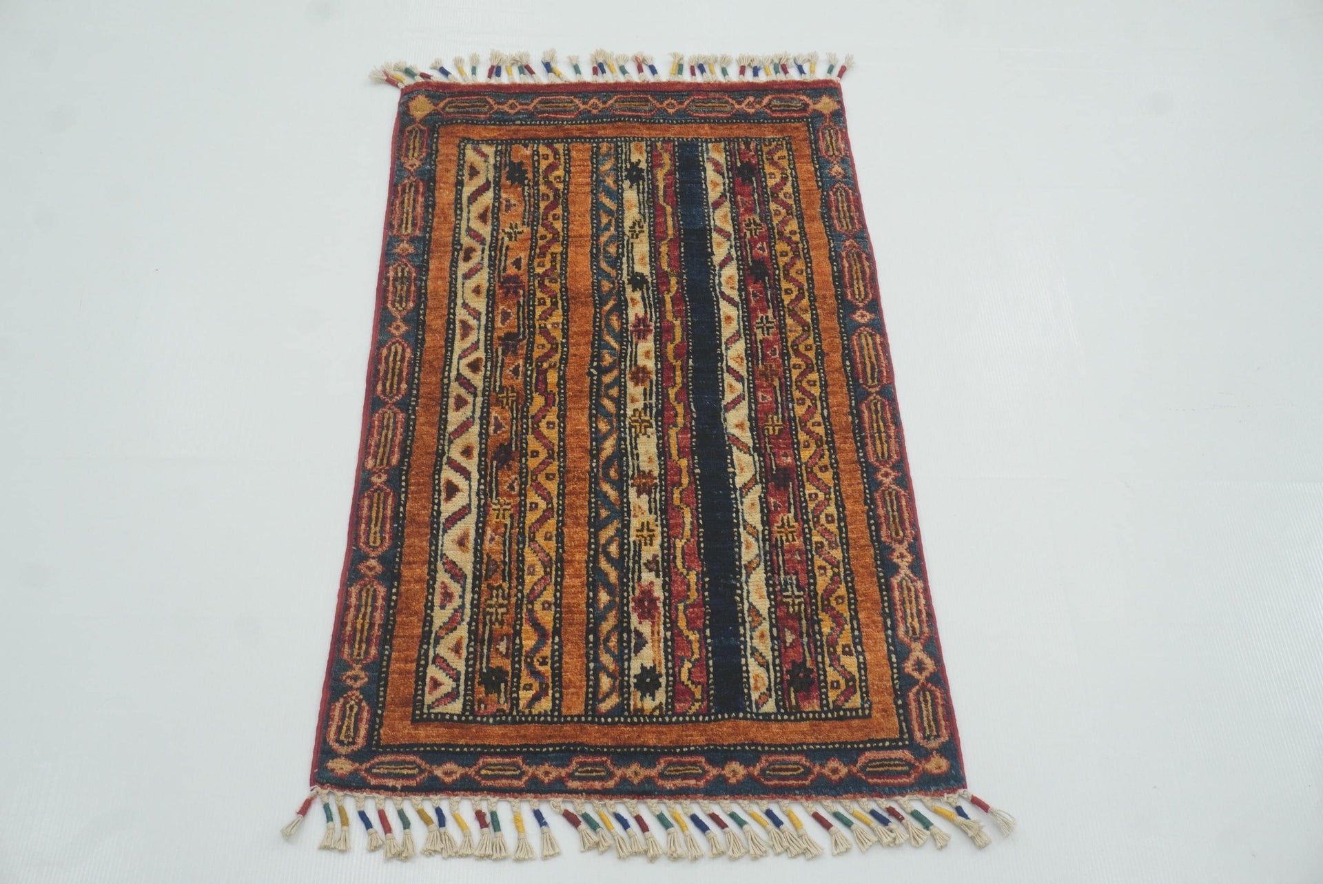 2x3 Rust Red Turkish Hand-Knotted Wool Rug