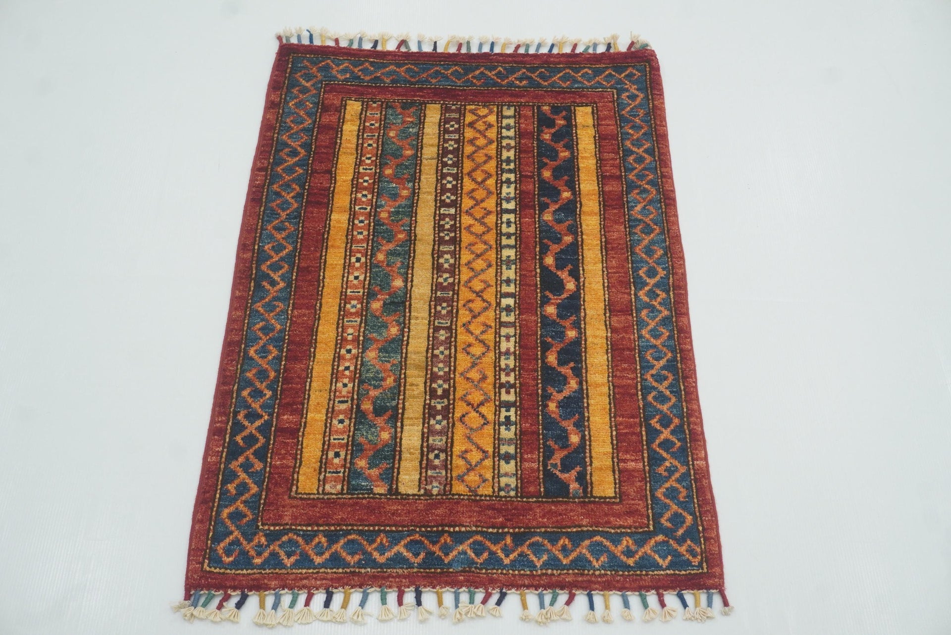2x3 Red Turkish Hand-Knotted Wool Rug