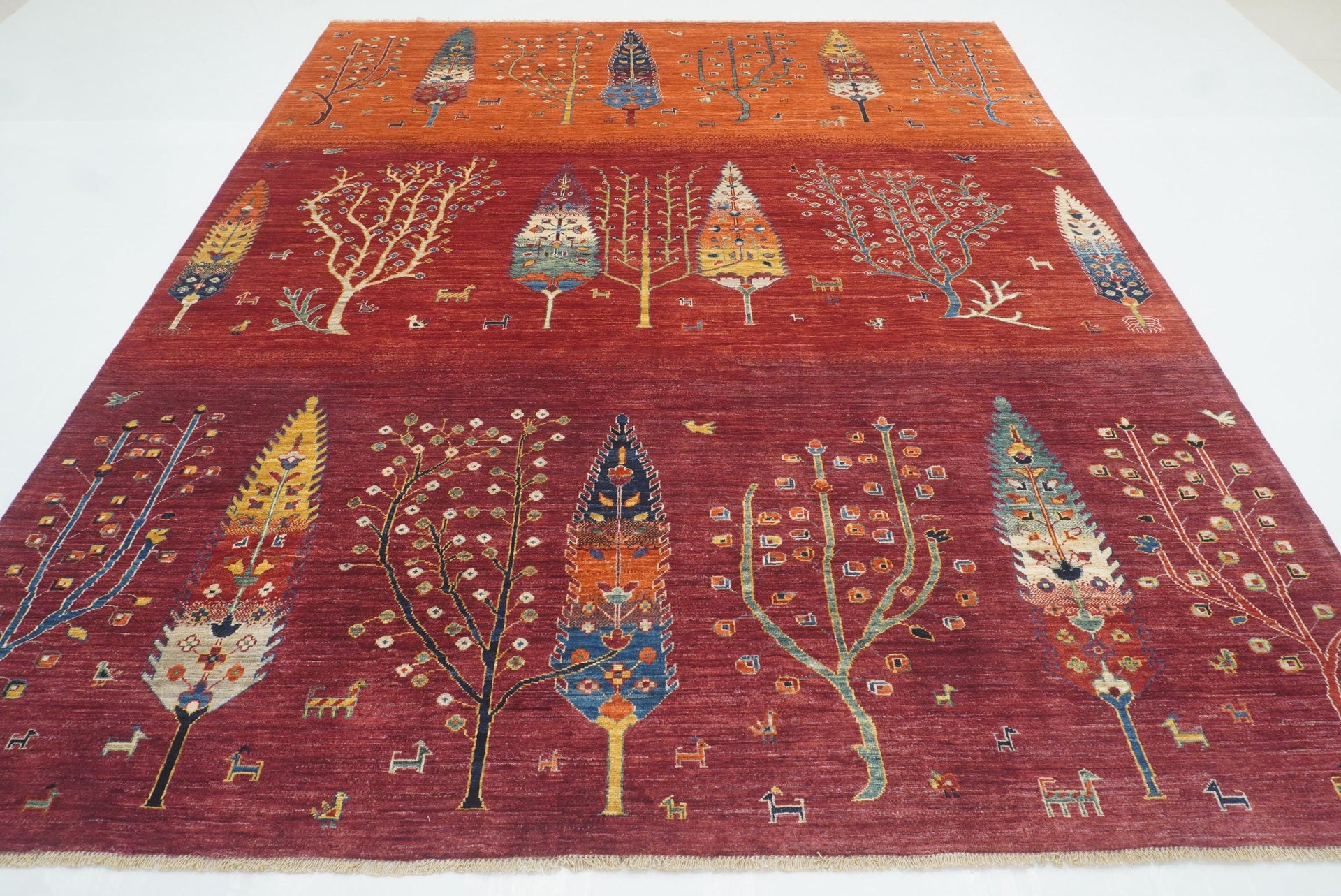 8x10 Red Gabbeh Afghan Tree of Life Hand knotted Wool Rug