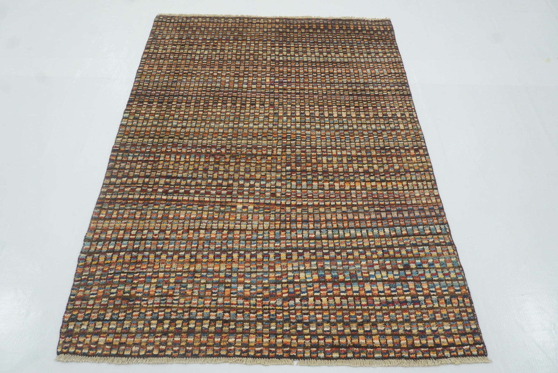 4x6 Gabbeh Multicolor Hand-Knotted Afghan Wool Rug