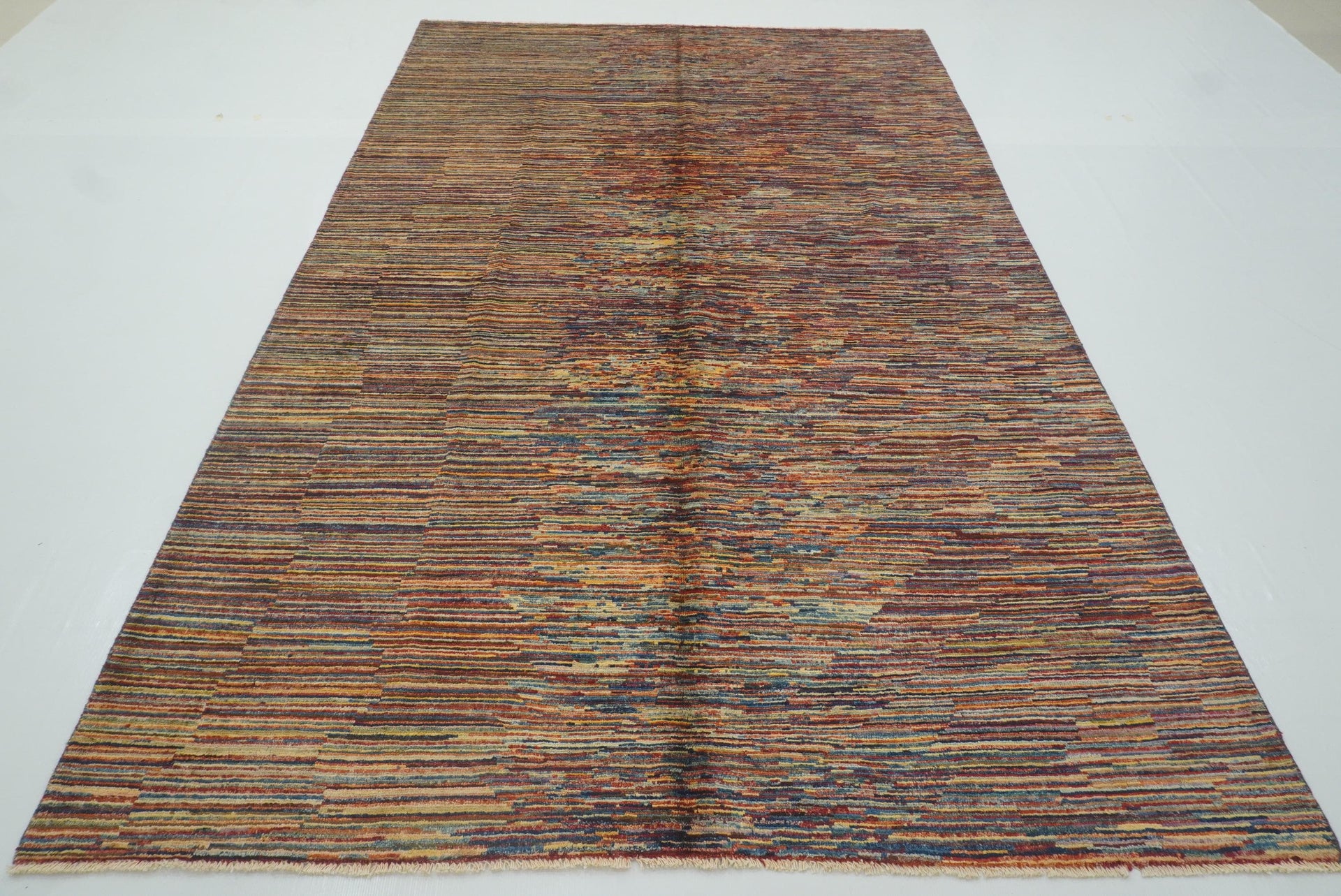 6'2"x9'9" Striped Gabbeh Afghan Hand knotted Wool Rug