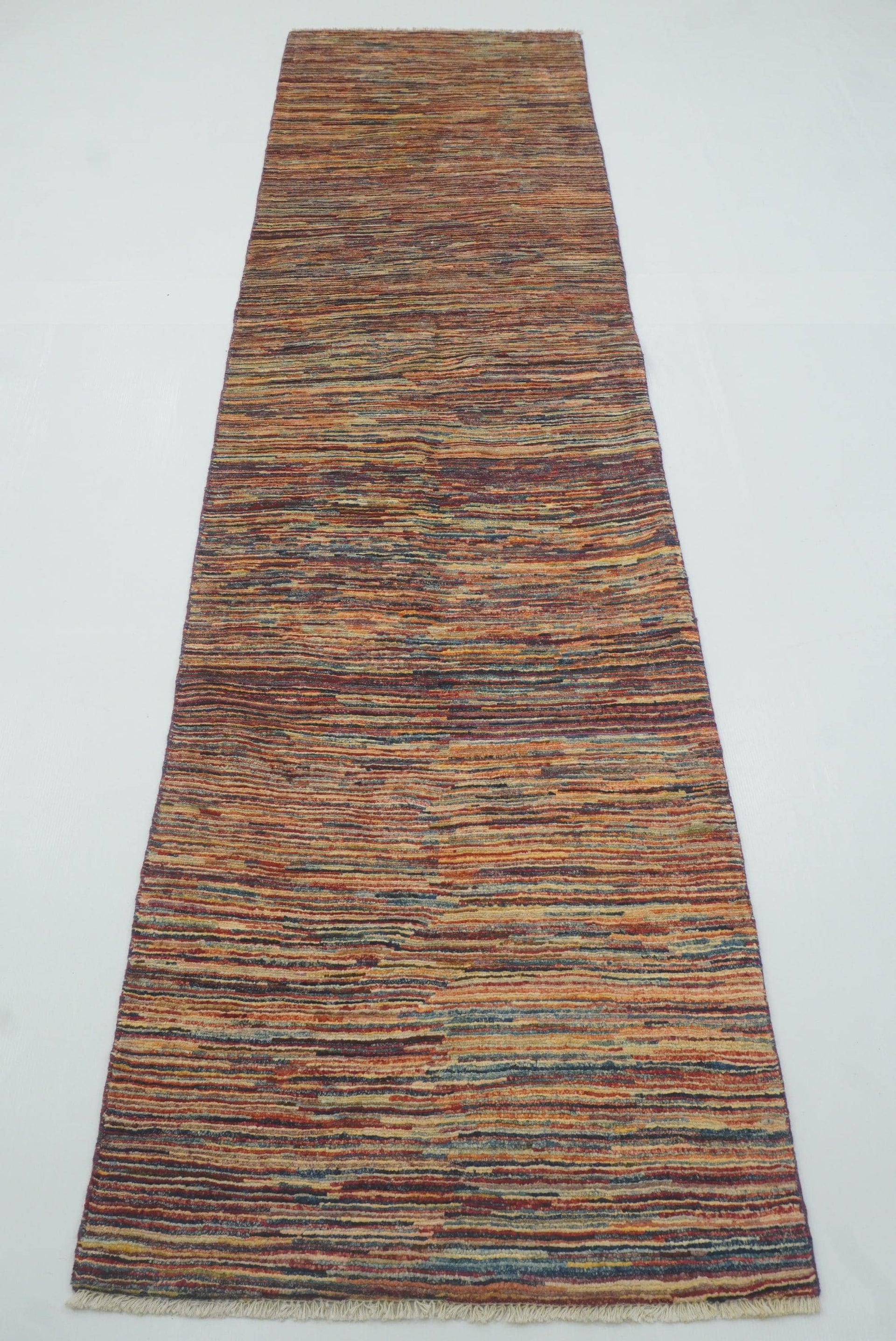 10 ft Striped Gabbeh Afghan Hand knotted Runner Rug