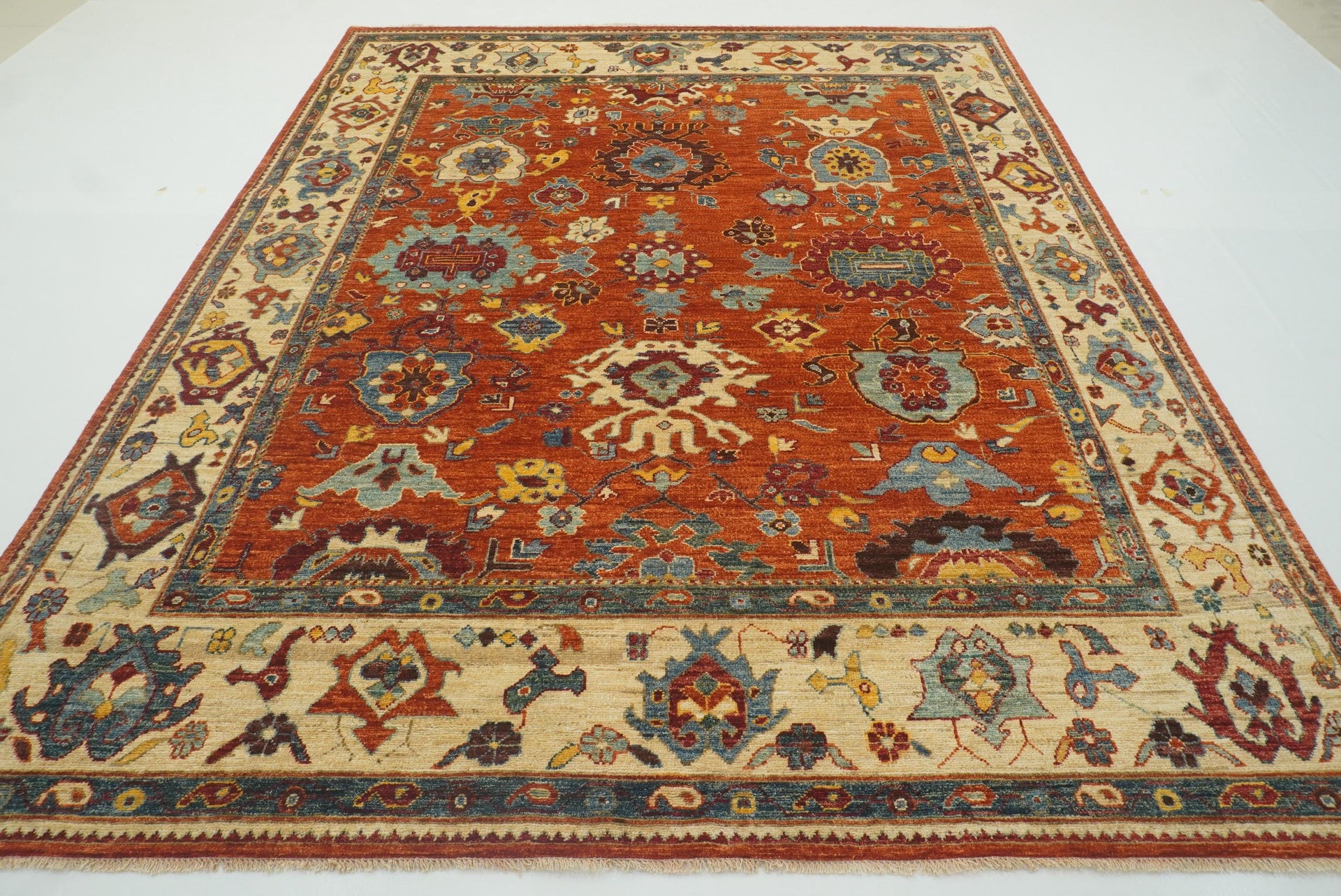 8x10 Orange Oushak Turkish Hand knotted Wool Oriental Rug