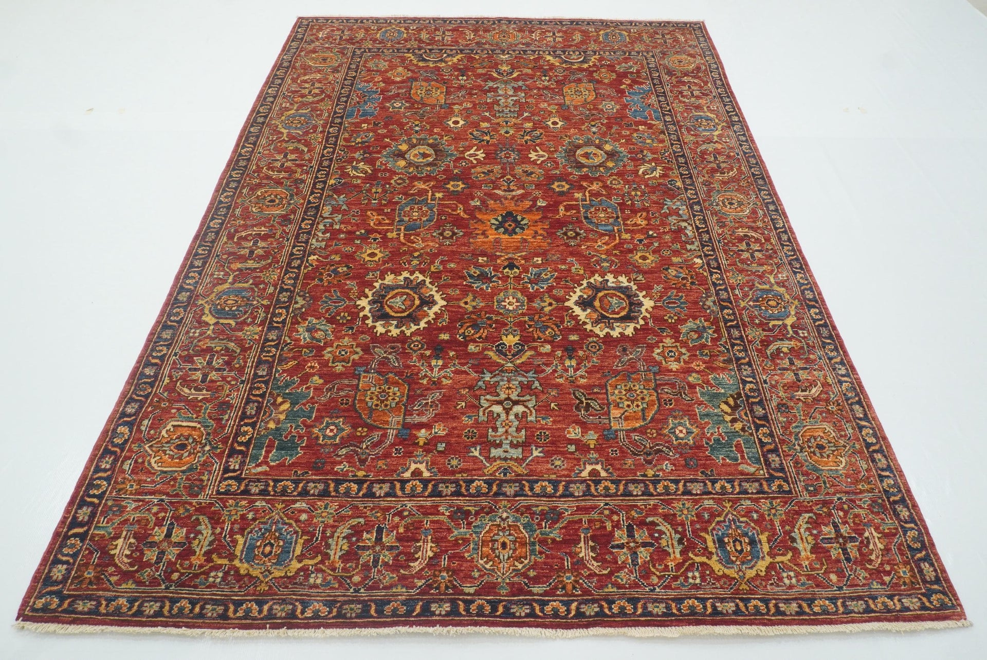 6x9 Red Afghan Bidjar Style Hand knotted Wool Oriental Rug - Yildiz Rugs