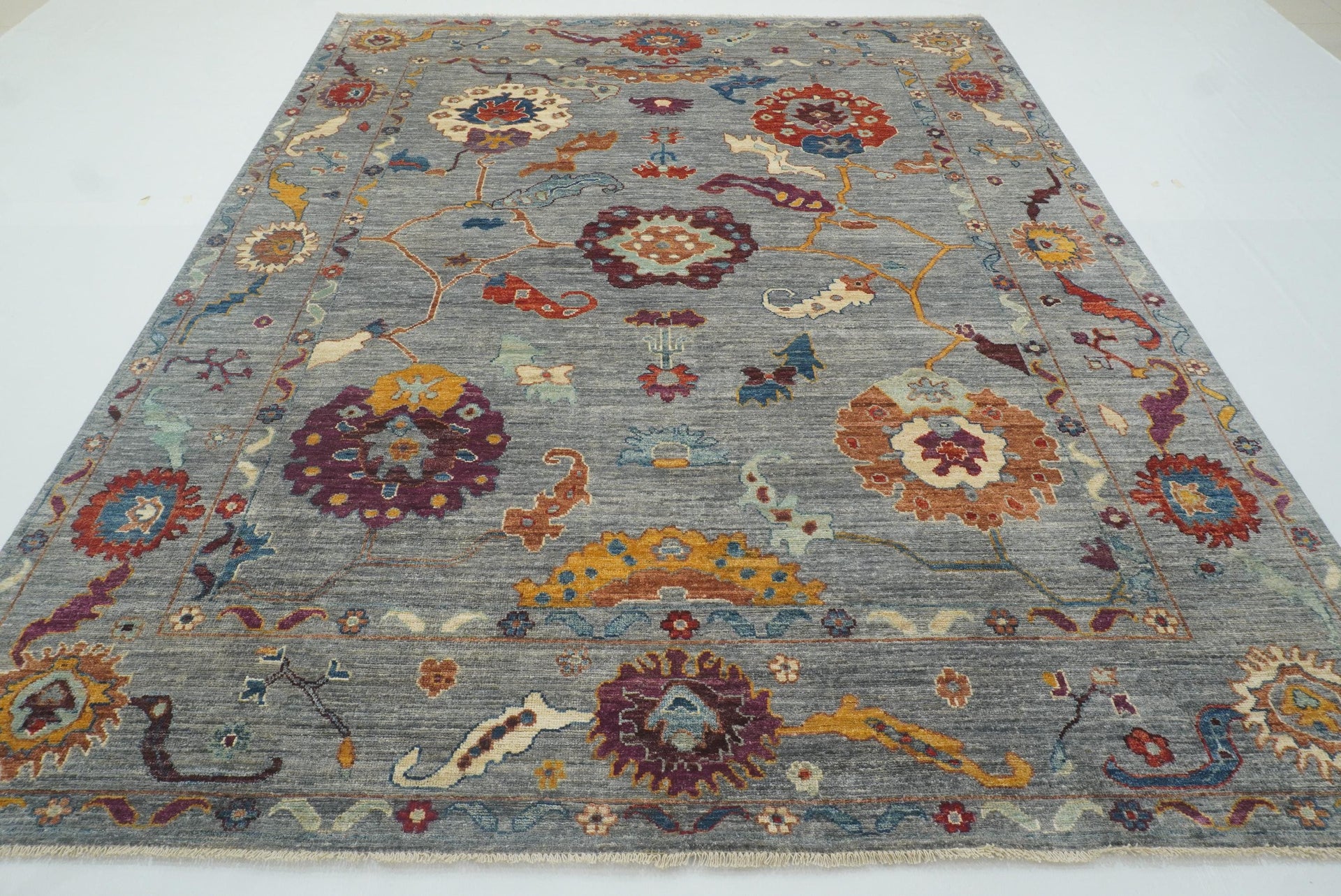 8x10 Oushak Blueish Gray Hand knotted Wool Turkish Rug - Yildiz Rugs